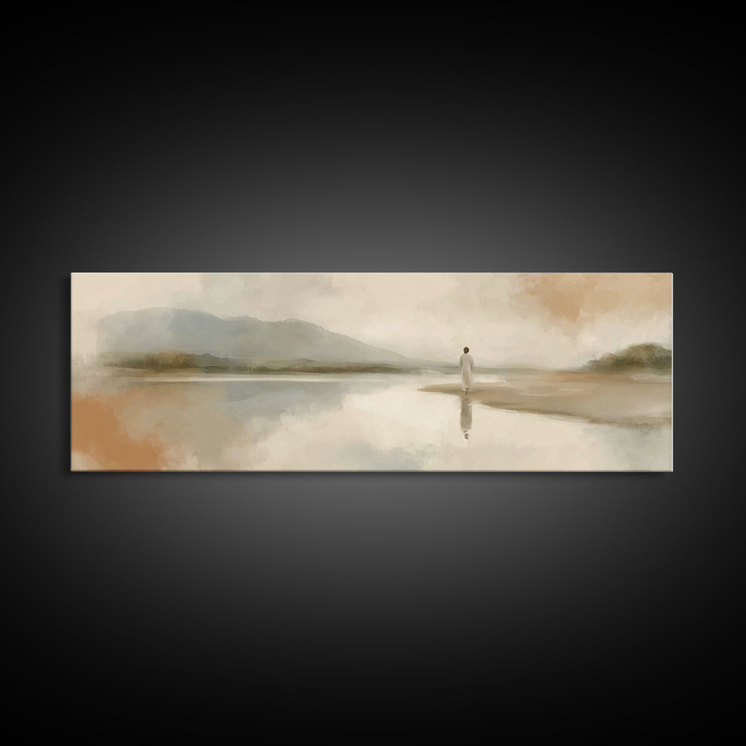 Hillside Promise, Framed Canvas Print, Panoramic Wall Art, Christian Art Canvas, Jesus Painting, Christian Decorations, Christian Gift