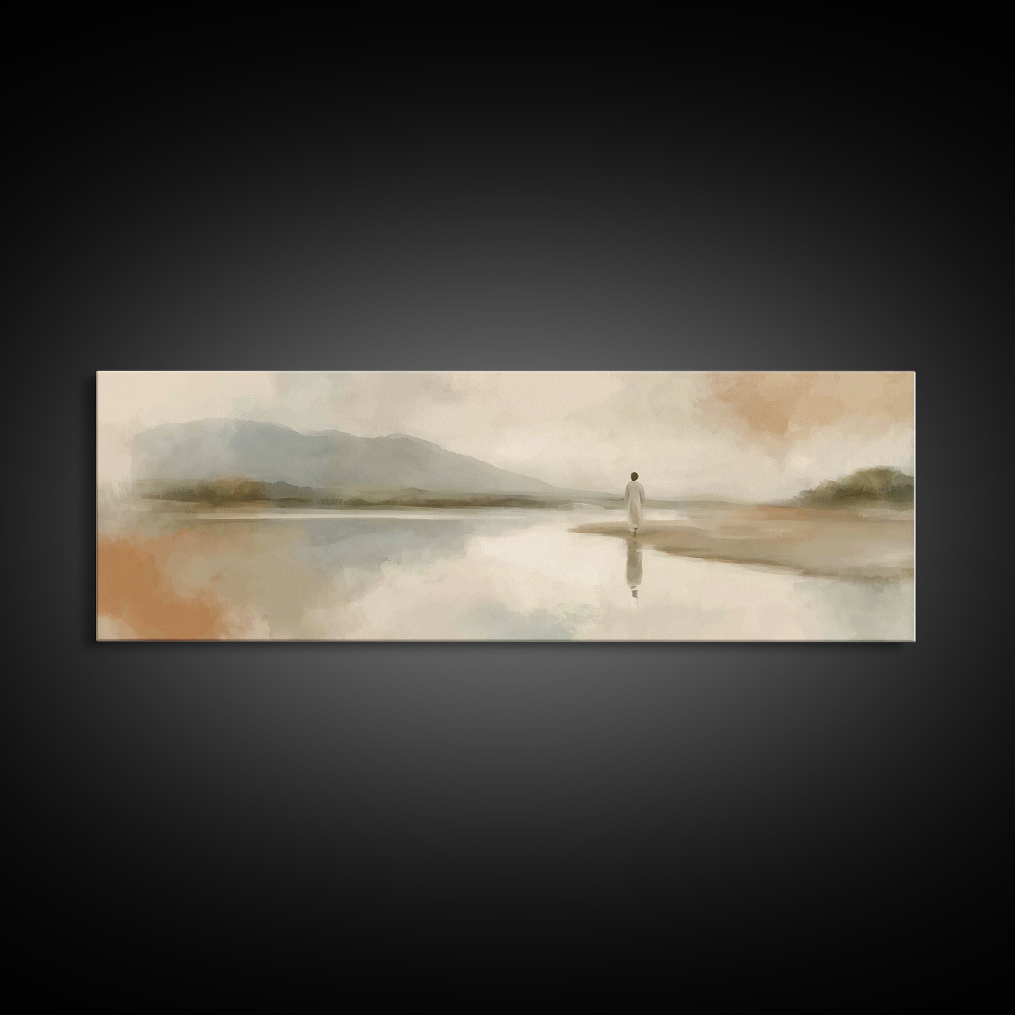 Hillside Promise, Framed Canvas Print, Panoramic Wall Art, Christian Art Canvas, Jesus Painting, Christian Decorations, Christian Gift