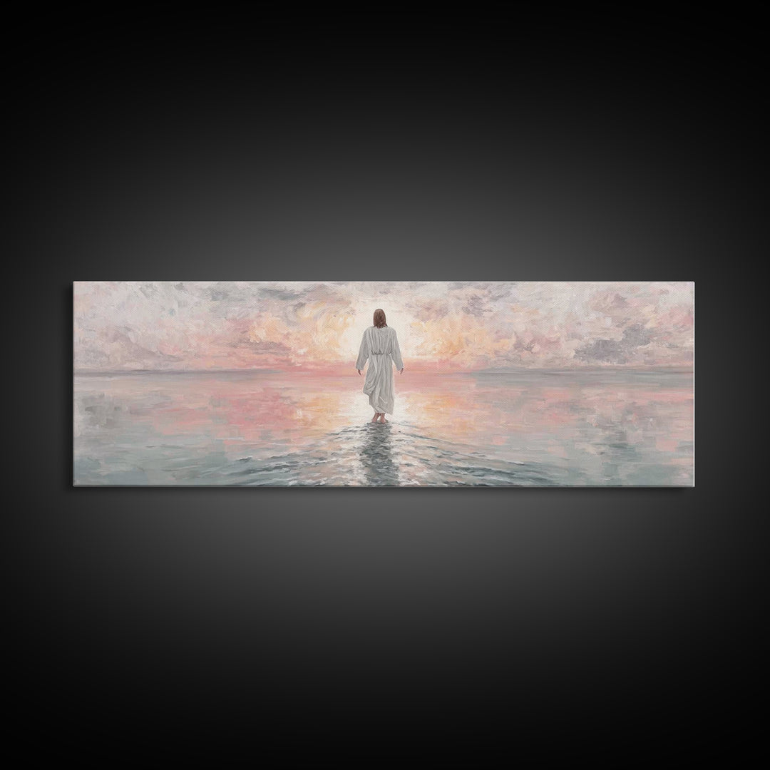 Dawn Of Hope, Framed Canvas Print, Panoramic Print, Christian Painting, Jesus Art Print, Christian Decor, Christian Gift Ideas