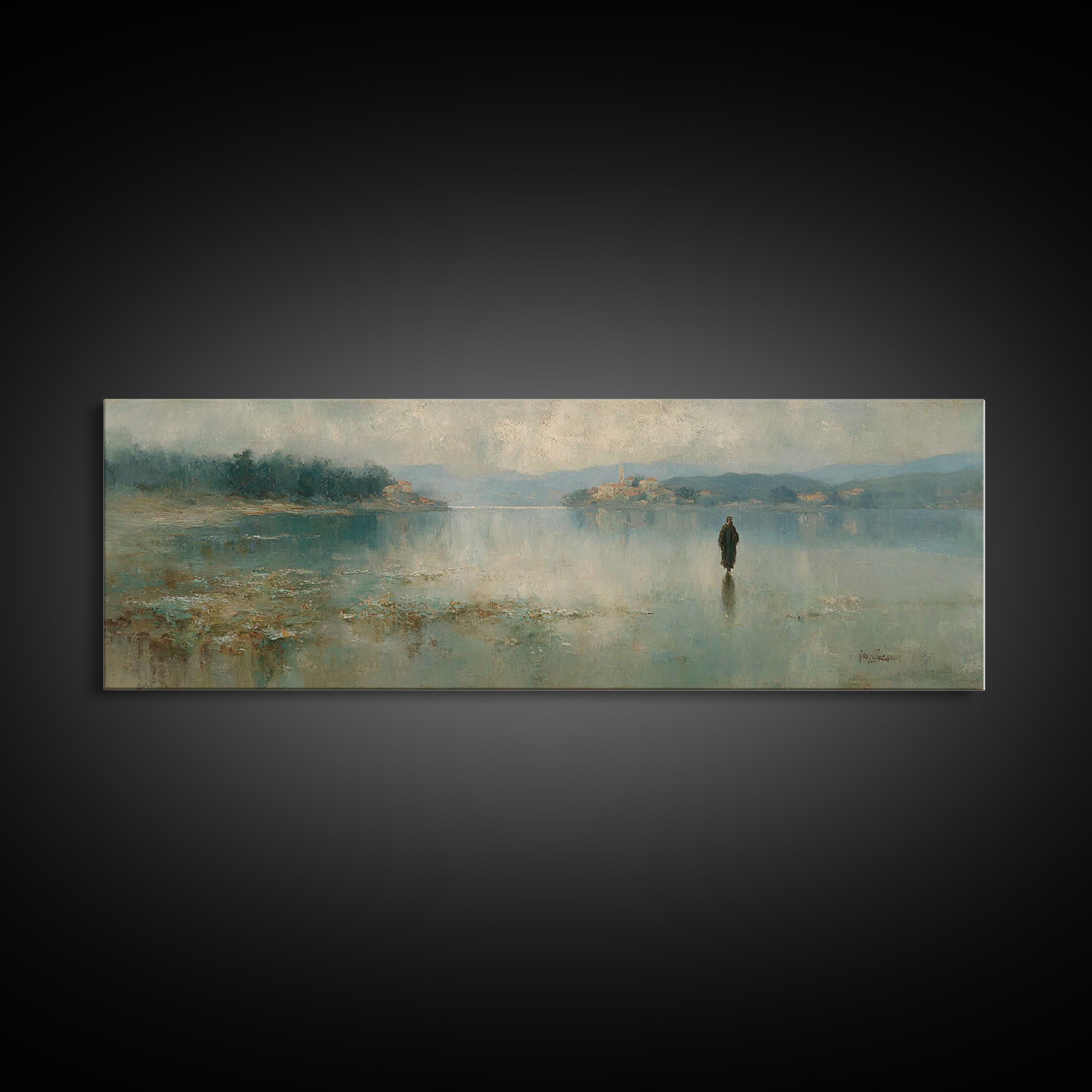 Sacred Stillness | Framed Canvas Print | Panoramic Art | Christian Art Canvas | Jesus Painting | Christmas Art | Christian Wall Art