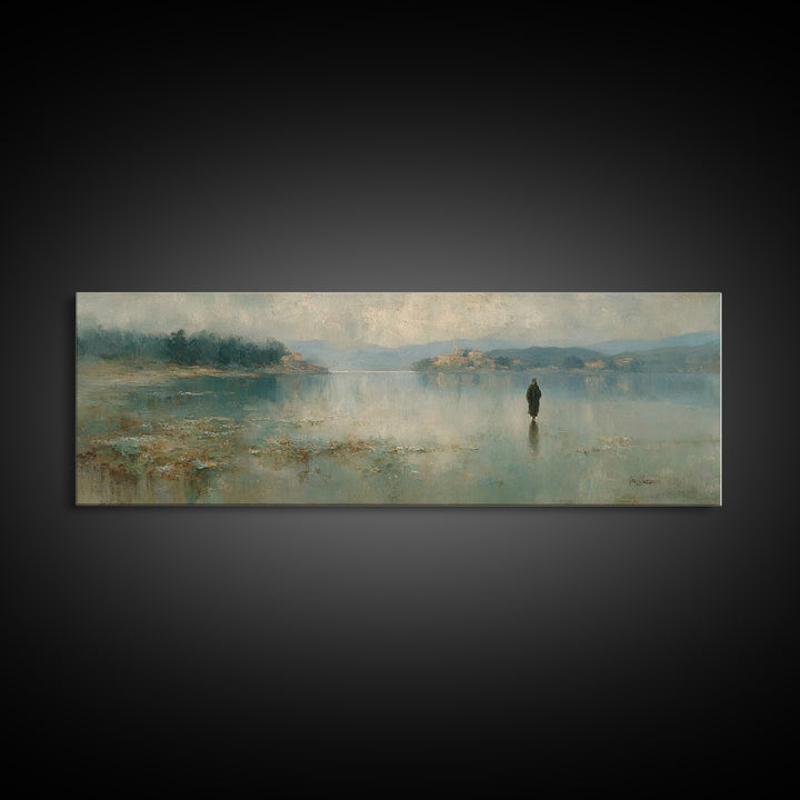 Sacred Stillness | Framed Canvas Print | Panoramic Art | Christian Art Canvas | Jesus Painting | Christmas Art | Christian Wall Art