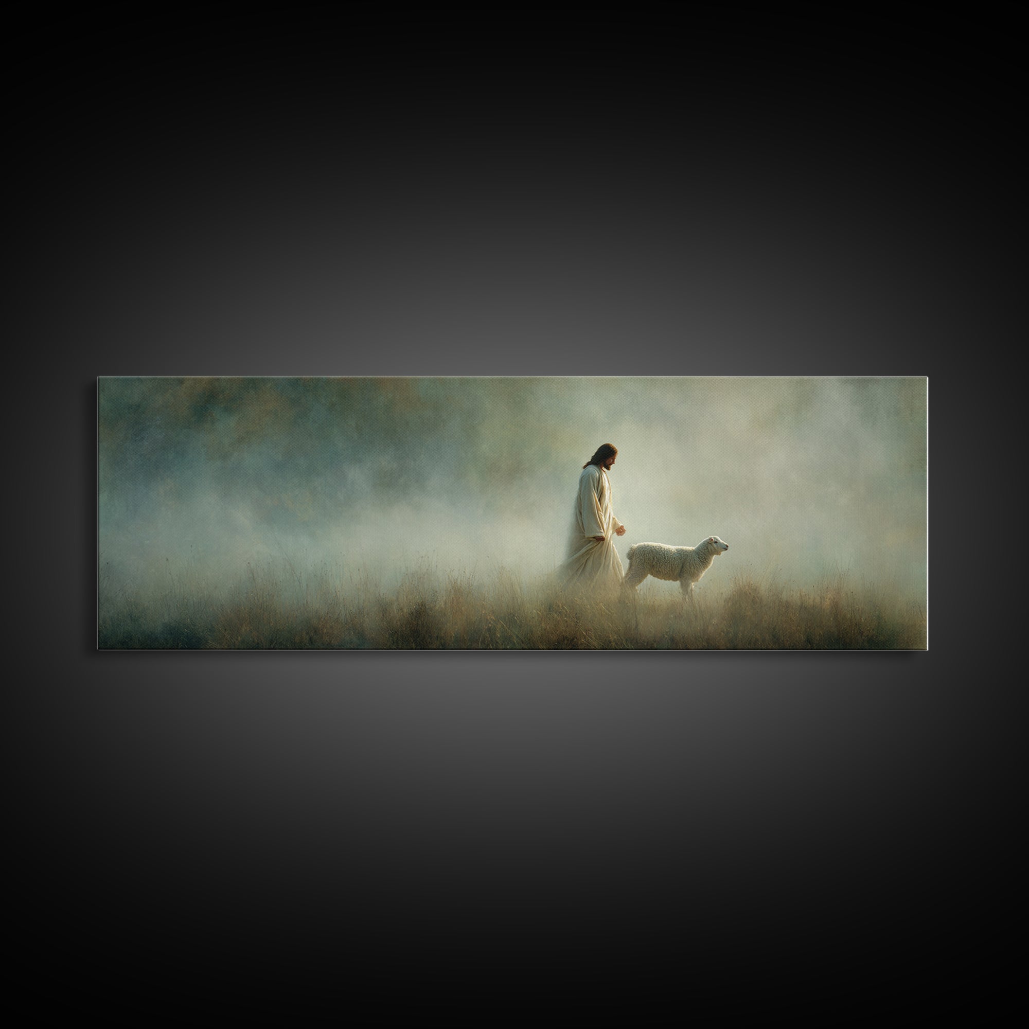 Shepherd’s Path | Framed Canvas Print | Panoramic Art | Christian Decoration | Jesus Canvas Art | Christian Wall Art | Christian Art
