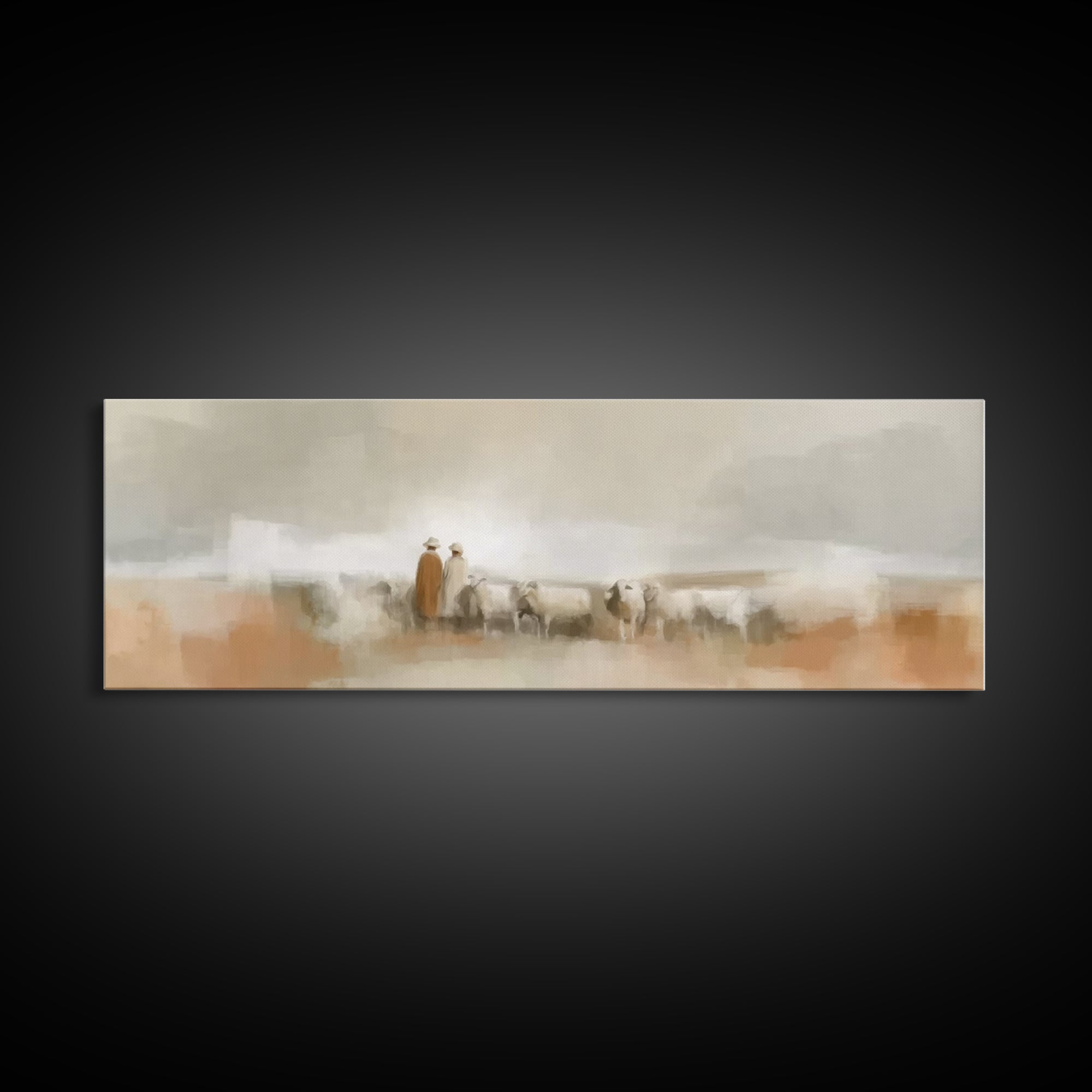 Silent Flock Journey, Framed Canvas Print, Panoramic Art, Christian Art Print, Christian Christmas Art, Jesus Canvas Art, Christian Wall Ar