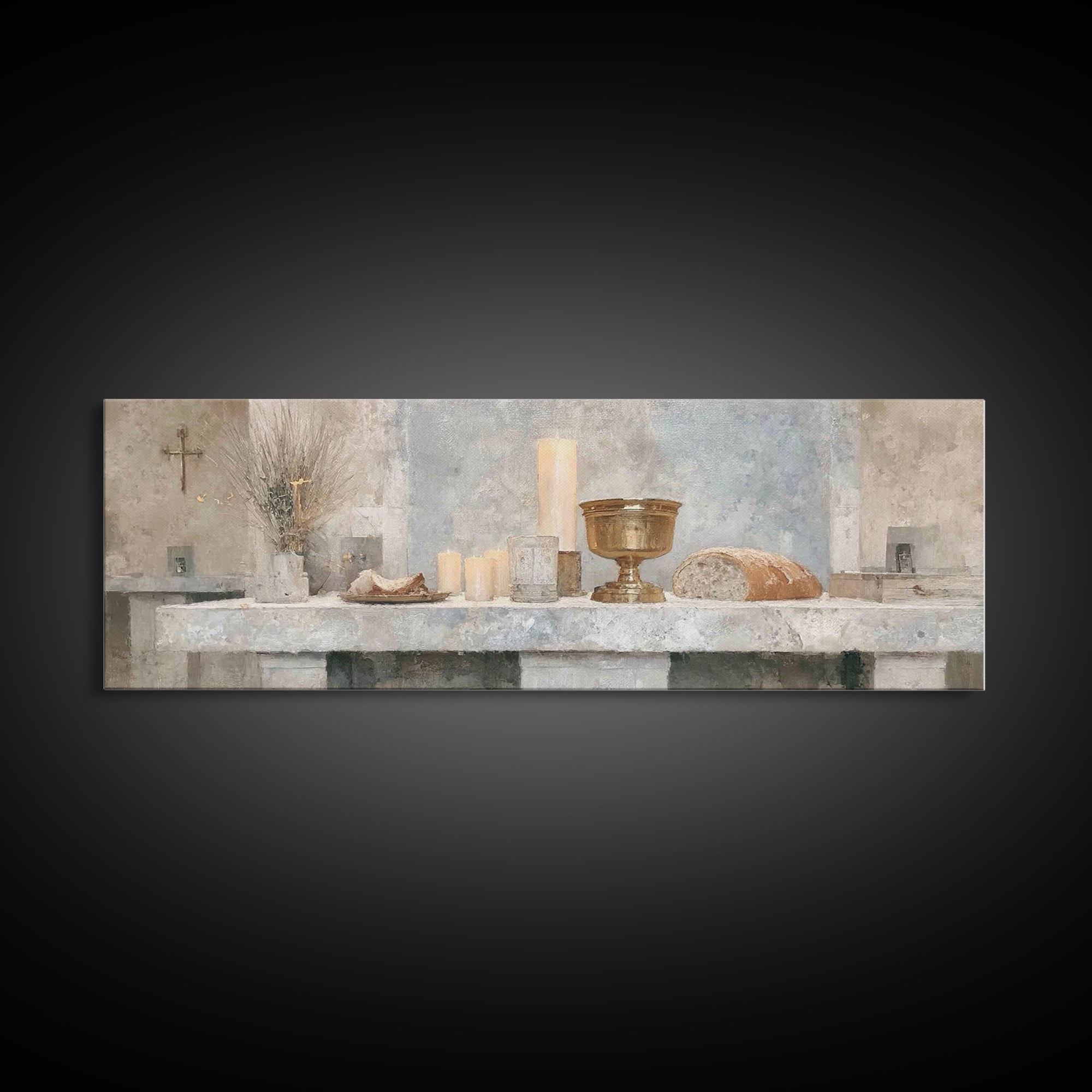 Quiet Altar Grace – Framed Canvas Print – Panoramic Frame – Christian Wall Art – Christian Art Canvas – Subtle Christian Art – Christian De