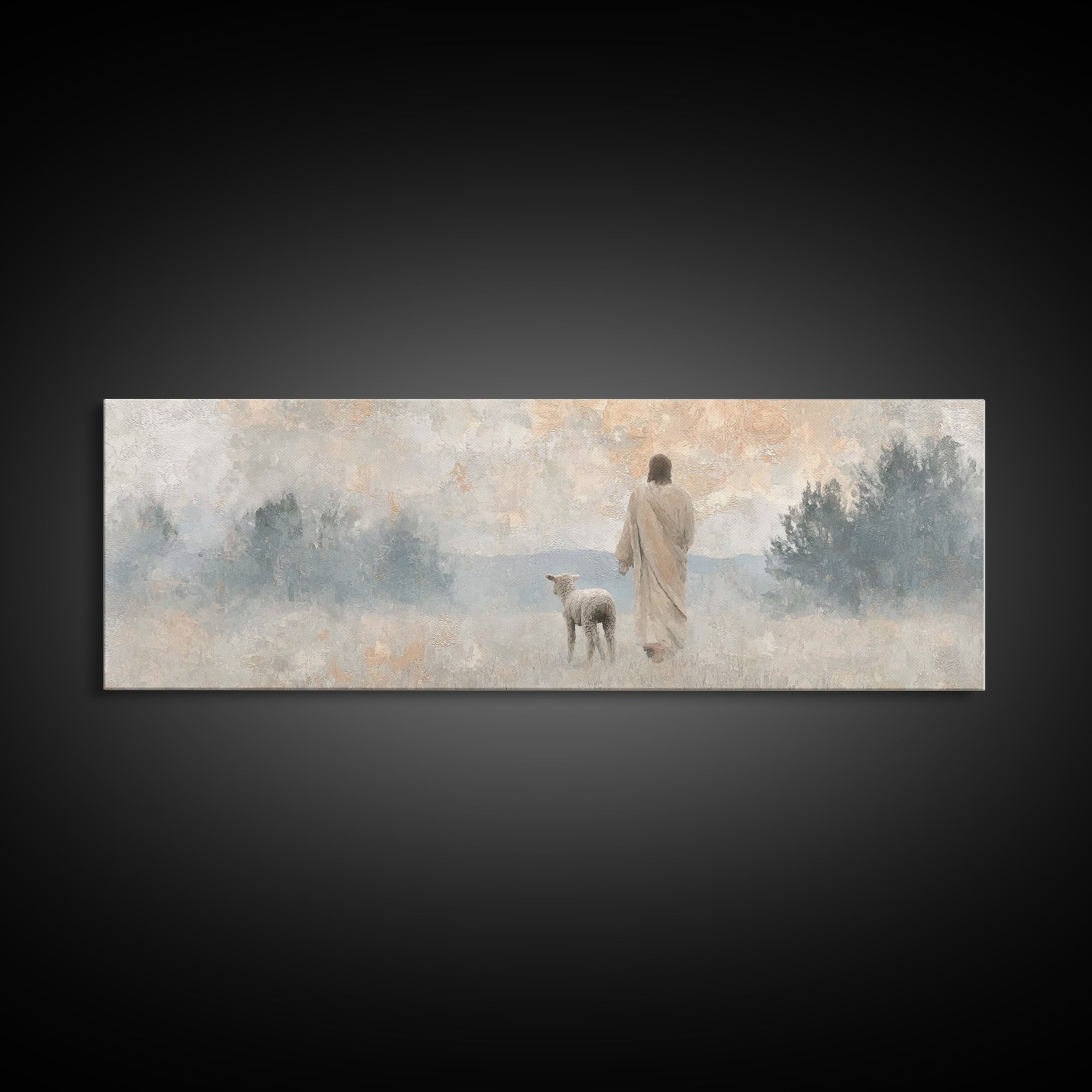 Heavenly Calm | Framed Canvas Print | Panoramic Wall Art | Christian Art Print | Jesus Canvas Art | Christian Christmas Art | Modern Christ