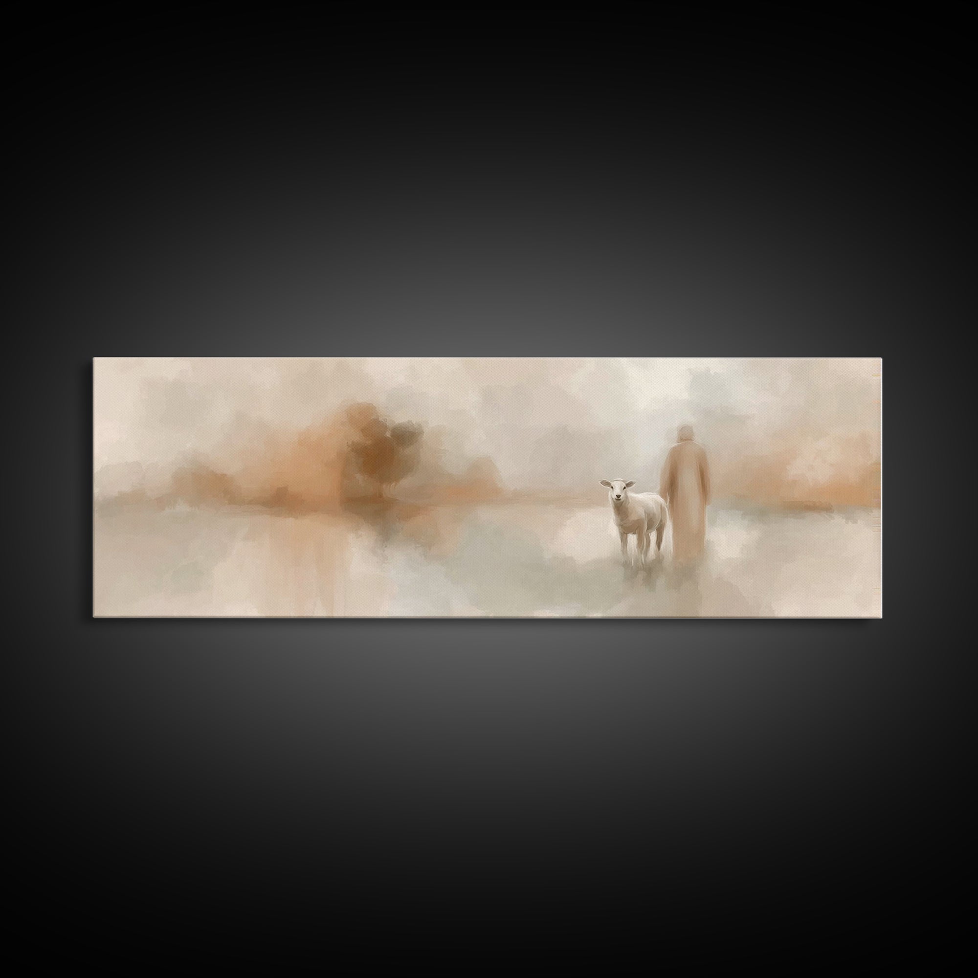 Silent Hope – Framed Canvas Print – Panoramic Frame – Christian Christmas Art – Jesus Painting – Christian Art Canvas – Vintage Christian A