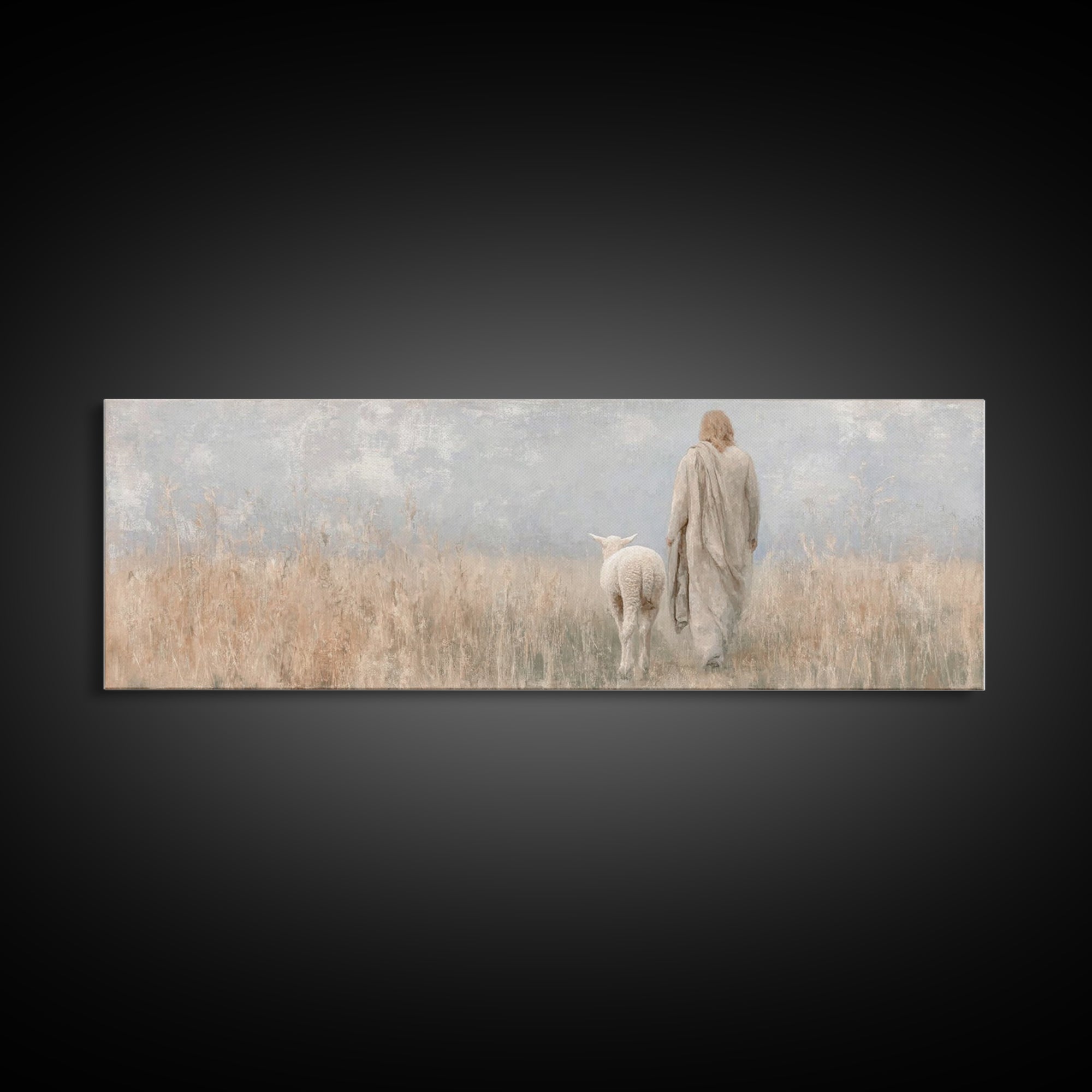 Fields Of Mercy | Framed Canvas Print | Panoramic Art | Christian Art Canvas | Large Jesus Painting | Christmas Wall Art | Christian Decor