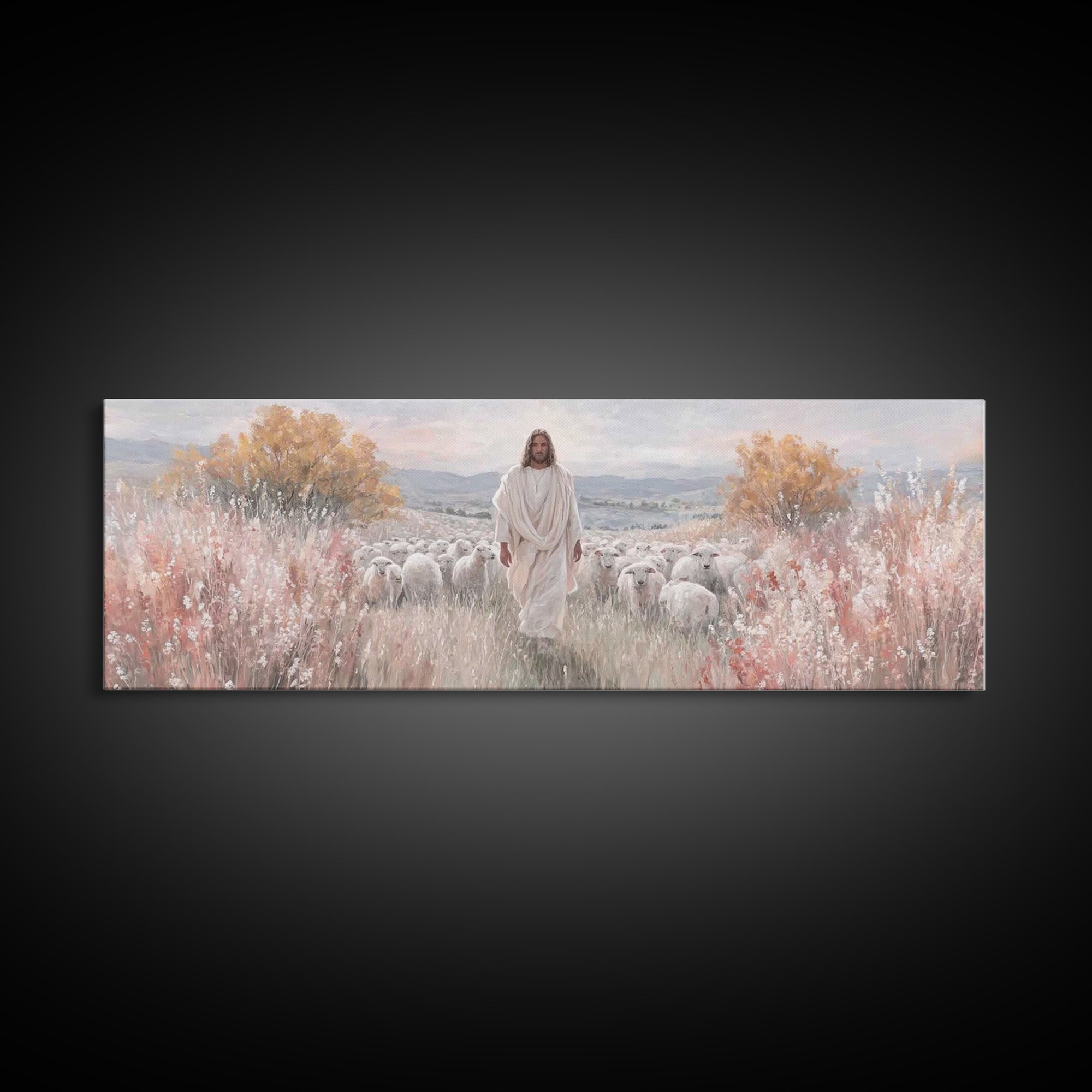 Radiant Shepherd Promise – Framed Canvas Print – Panoramic Art – Christian Wall Art – Jesus Art Print – Christian Canvas Art – Christmas Ar