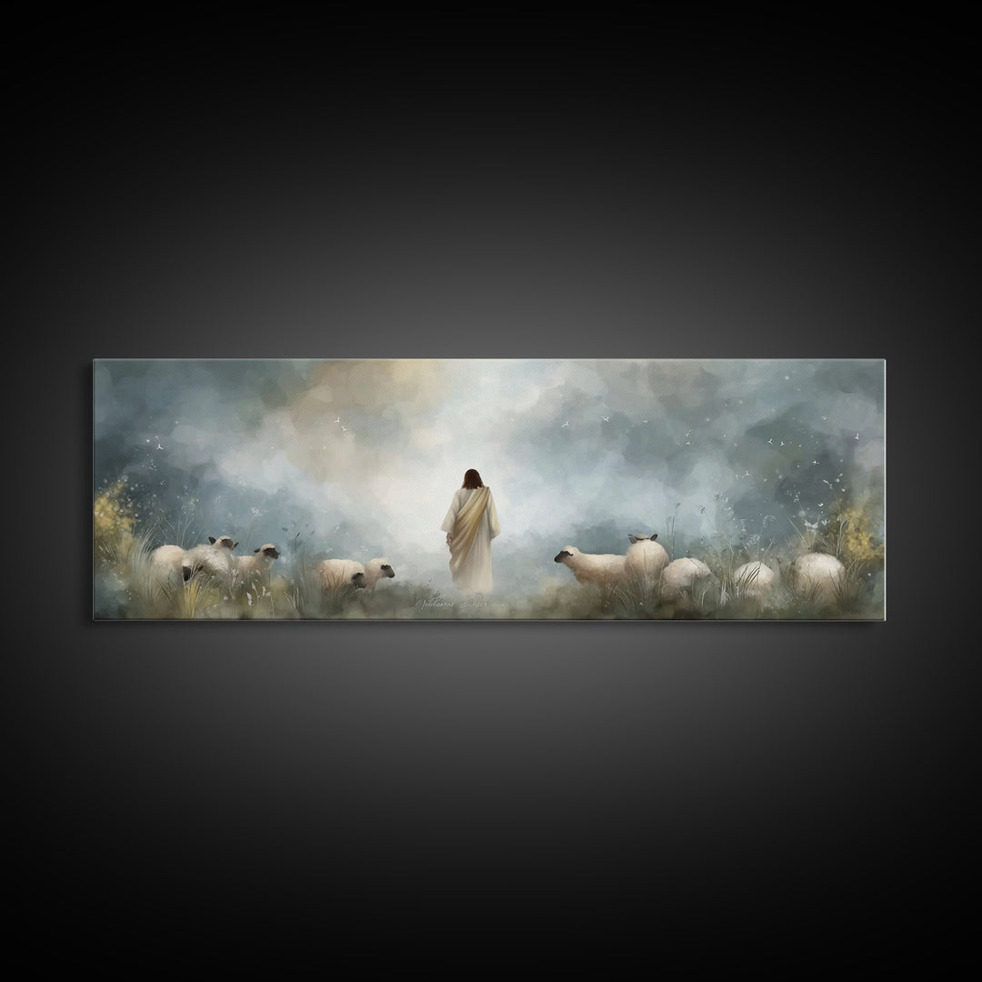 Blessed Autumn Path – Framed Canvas Print – Panoramic Painting – Christian Wall Art – Jesus Canvas Art – Christmas Wall Art – Christian Dec