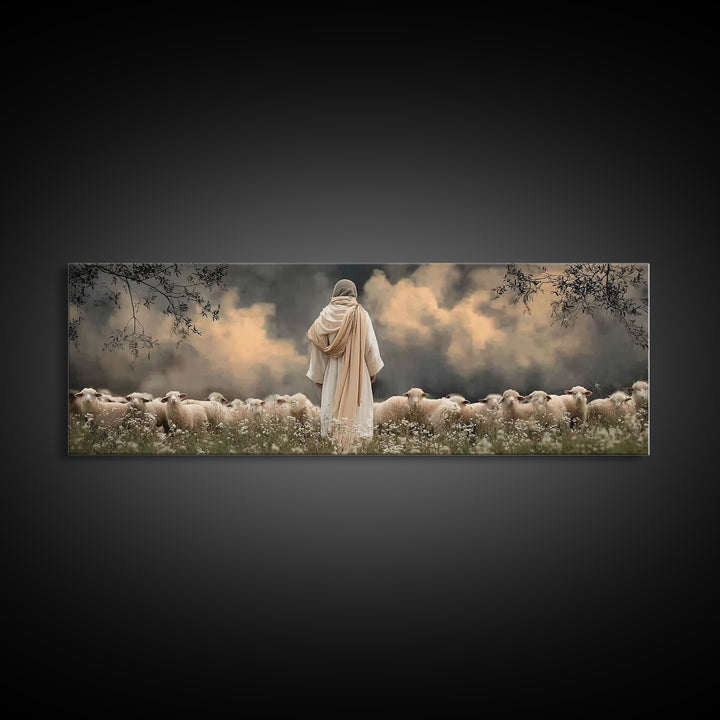 Still Waters Glory – Framed Canvas Print – Panoramic Wall Art – Christian Art Canvas – Jesus Art Print – Moody Christmas Art – Christian De