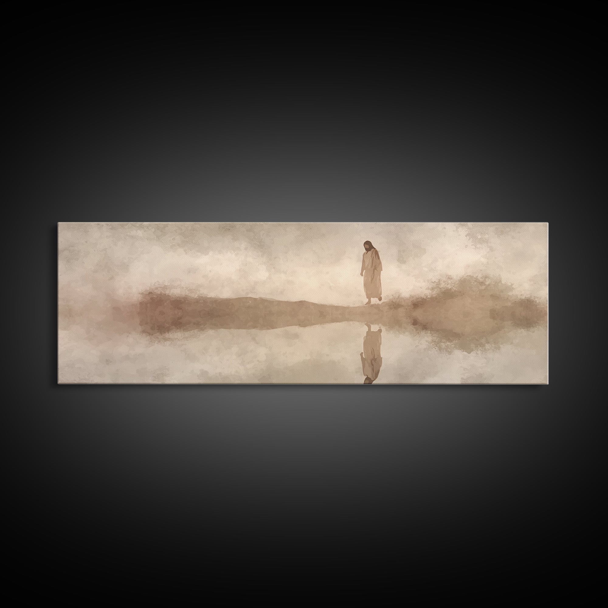 Heaven’s Guiding Shore | Framed Canvas Print | Panoramic Frame | Christian Wall Art | Jesus Painting | Christian Christmas Decor | Modern C