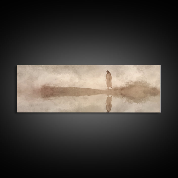 Heaven’s Guiding Shore | Framed Canvas Print | Panoramic Frame | Christian Wall Art | Jesus Painting | Christian Christmas Decor | Modern C