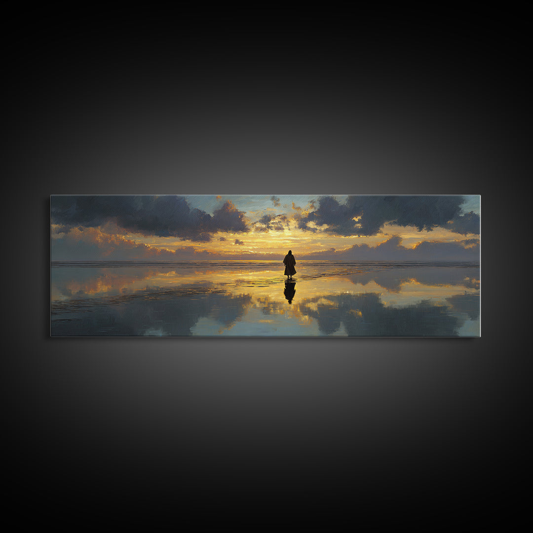 Sunset Promise Path – Framed Canvas Print – Panoramic Art – Christian Art Canvas – Large Jesus Painting – Christmas Art Work – Christian De