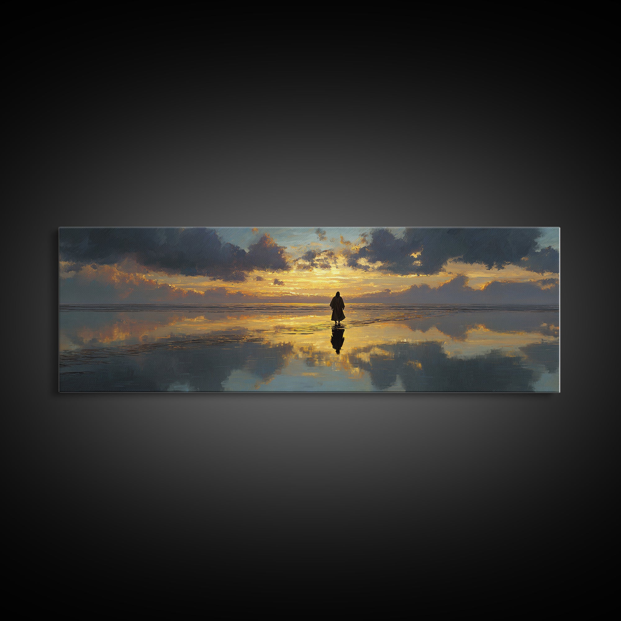 Sunset Promise Path – Framed Canvas Print – Panoramic Art – Christian Art Canvas – Large Jesus Painting – Christmas Art Work – Christian De