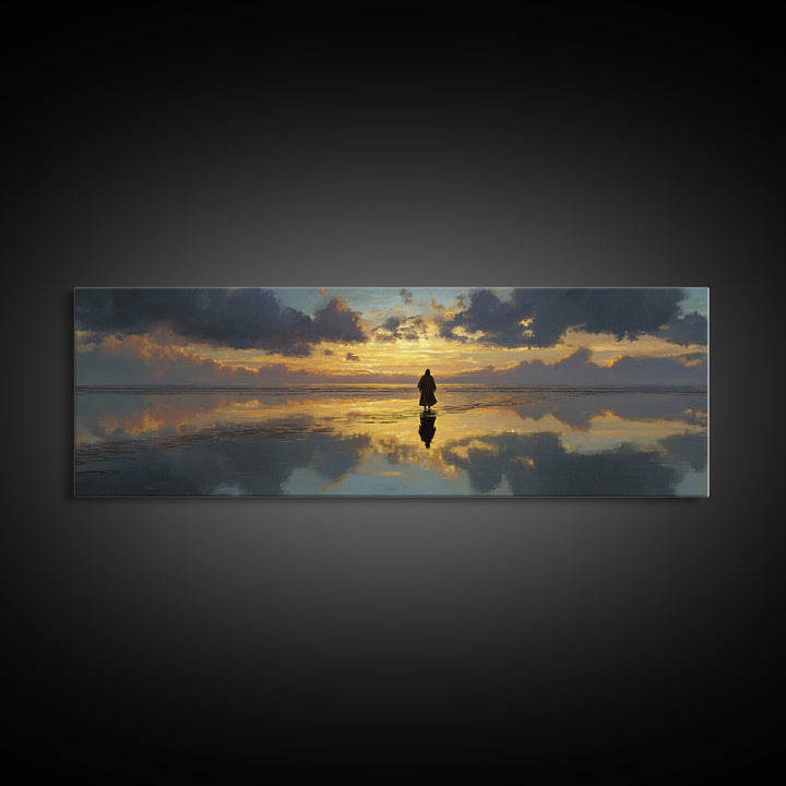 Sunset Promise Path – Framed Canvas Print – Panoramic Art – Christian Art Canvas – Large Jesus Painting – Christmas Art Work – Christian De