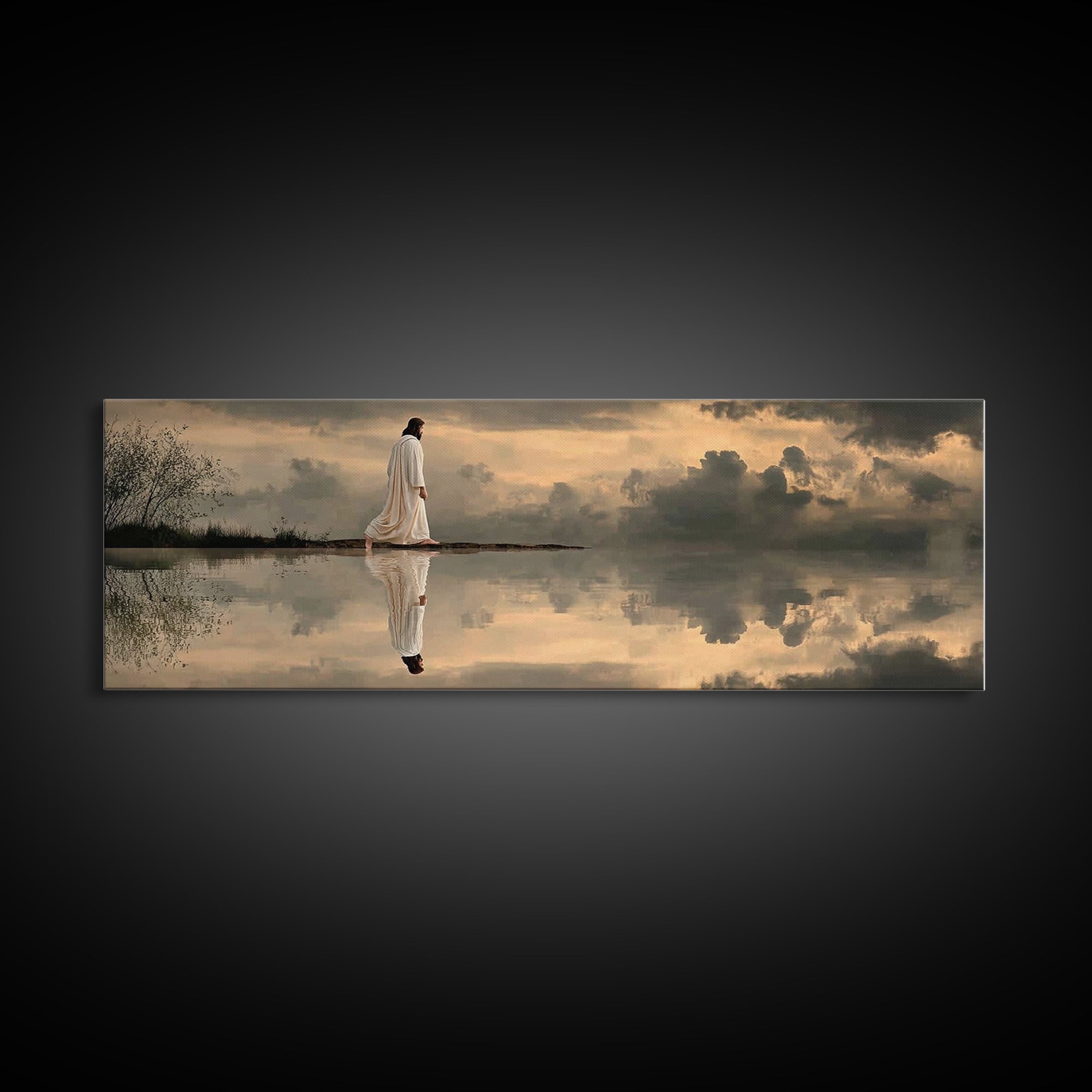 Dawn Of Mercy – Framed Canvas Print – Christian Wall Art – Christian Art Canvas – Jesus Painting – Panoramic Art