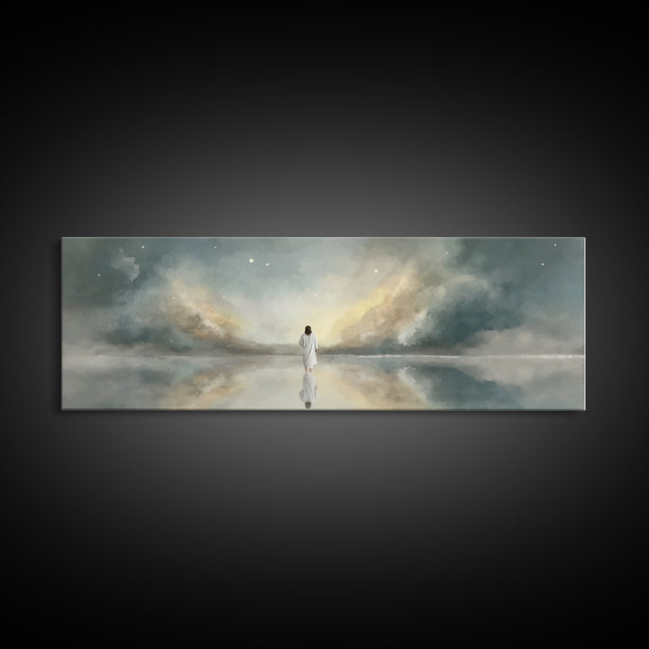 Gentle Promise, Framed Canvas Print, Panoramic Art, Christian Wall Art, Christian Art Canvas, Jesus Painting