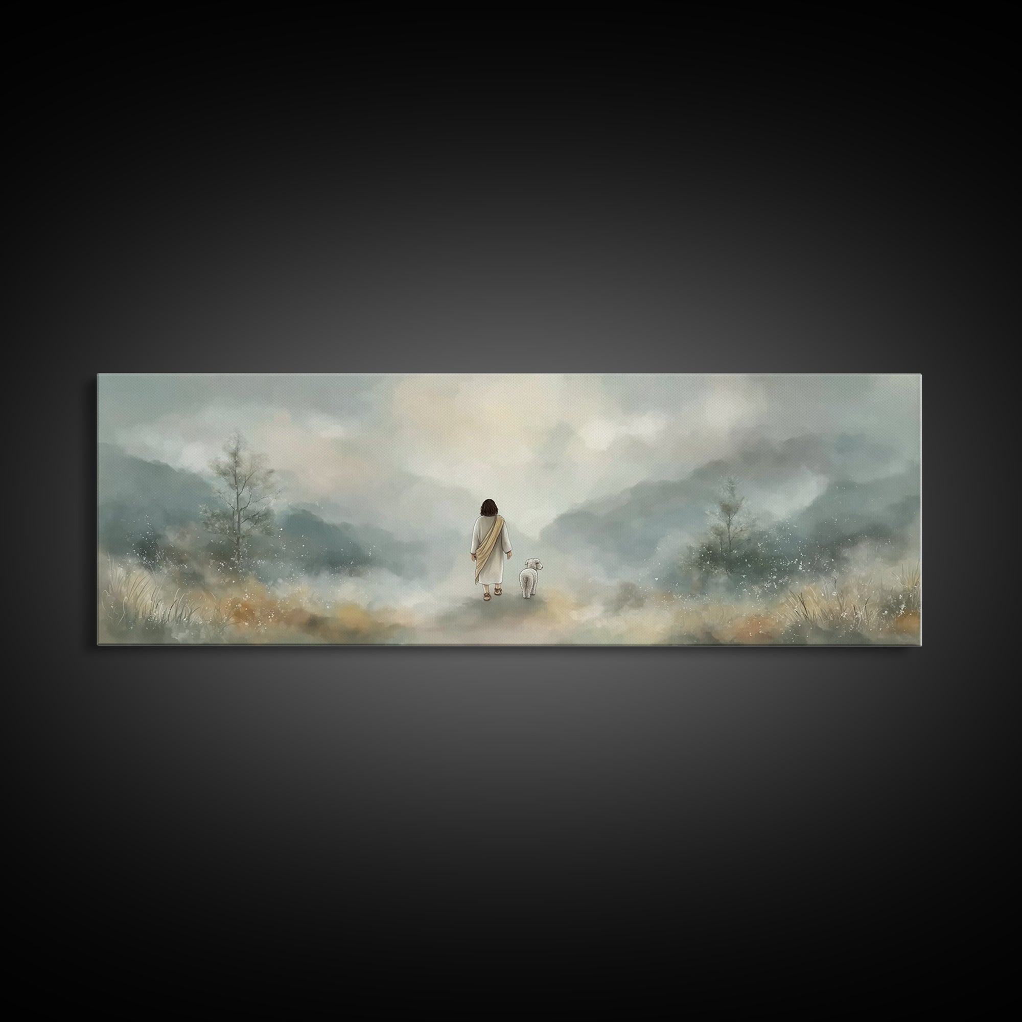Soft Morning Grace | Framed Canvas Print | Panoramic Art | Christian Wall Art | Christian Art Canvas | Jesus Painting