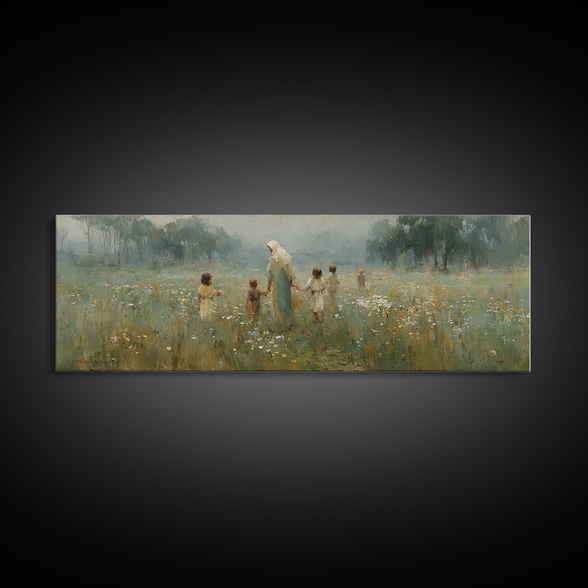 Garden of Peace – Framed Canvas Print – Panoramic Art – Christian Wall Art – Christian Art Canvas – Jesus Painting – Christian Decor – Chri