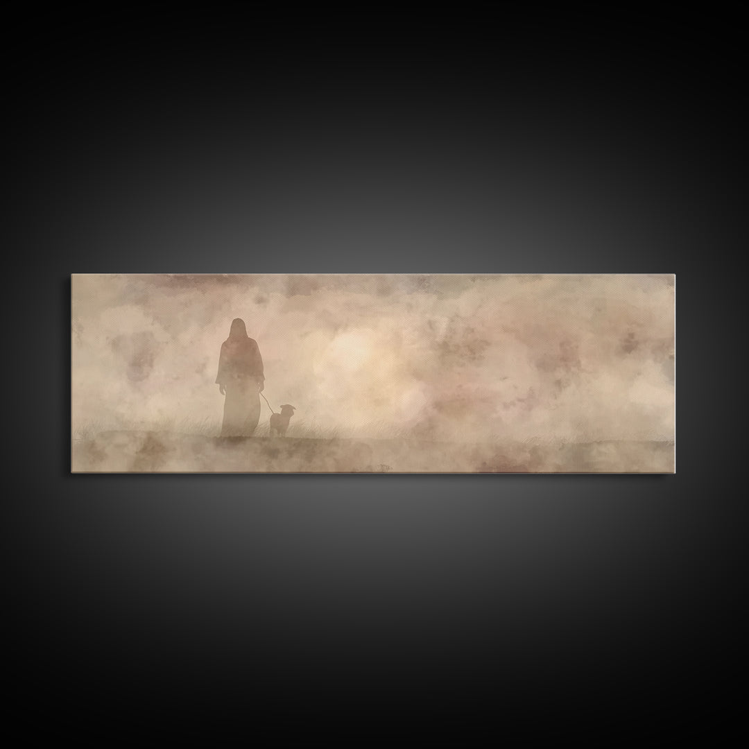 Shepherd’s Path, Framed Canvas Print, Panoramic Frame, Christian Wall Art, Christian Art Canvas, Jesus Painting, Christian Decor, Christmas