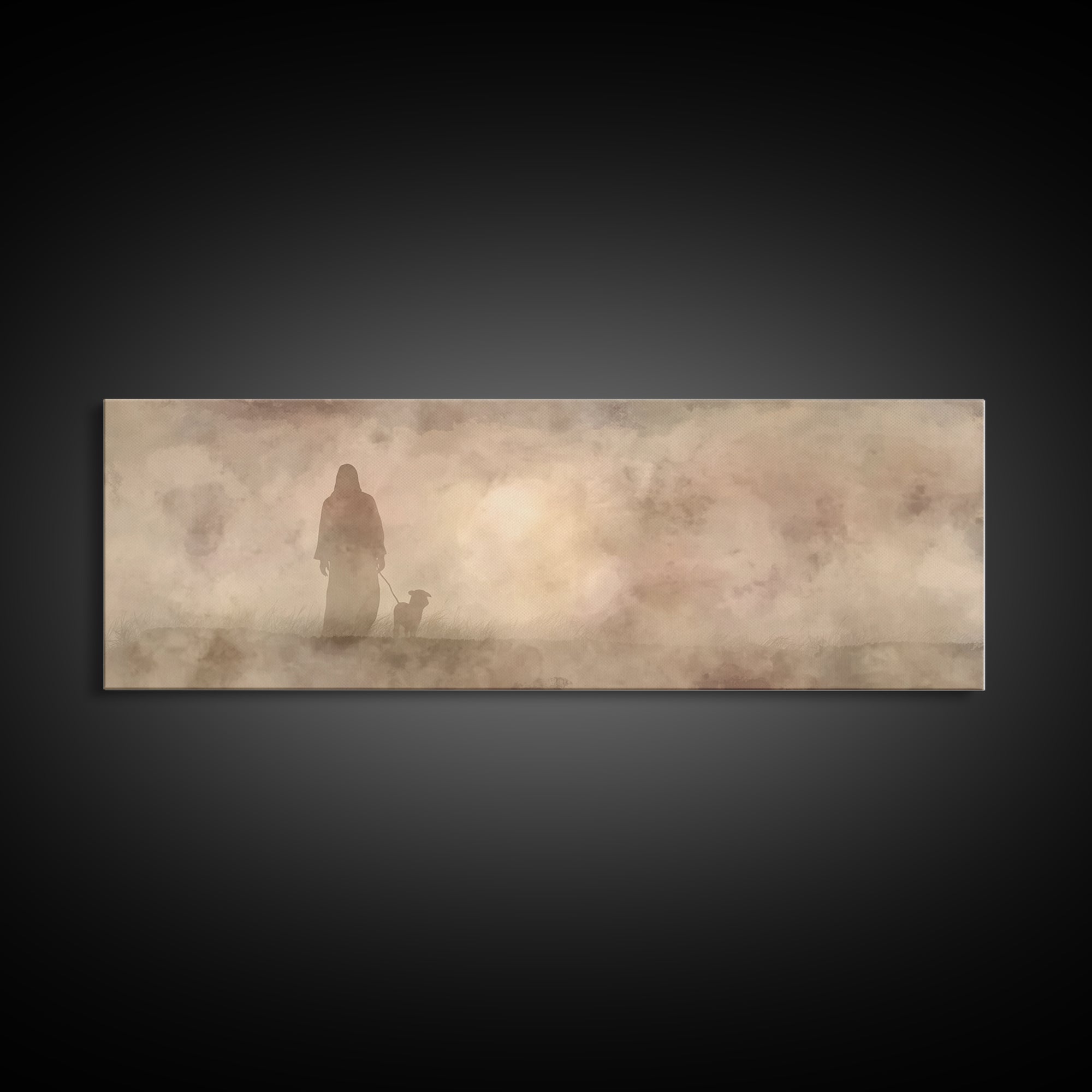 Shepherd’s Path, Framed Canvas Print, Panoramic Frame, Christian Wall Art, Christian Art Canvas, Jesus Painting, Christian Decor, Christmas