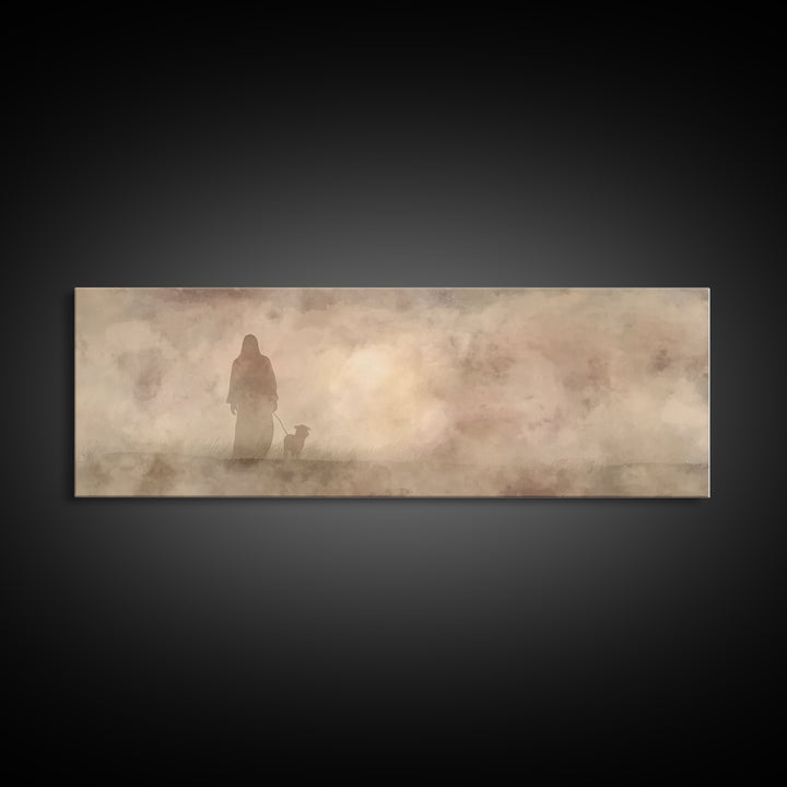 Shepherd’s Path, Framed Canvas Print, Panoramic Frame, Christian Wall Art, Christian Art Canvas, Jesus Painting, Christian Decor, Christmas
