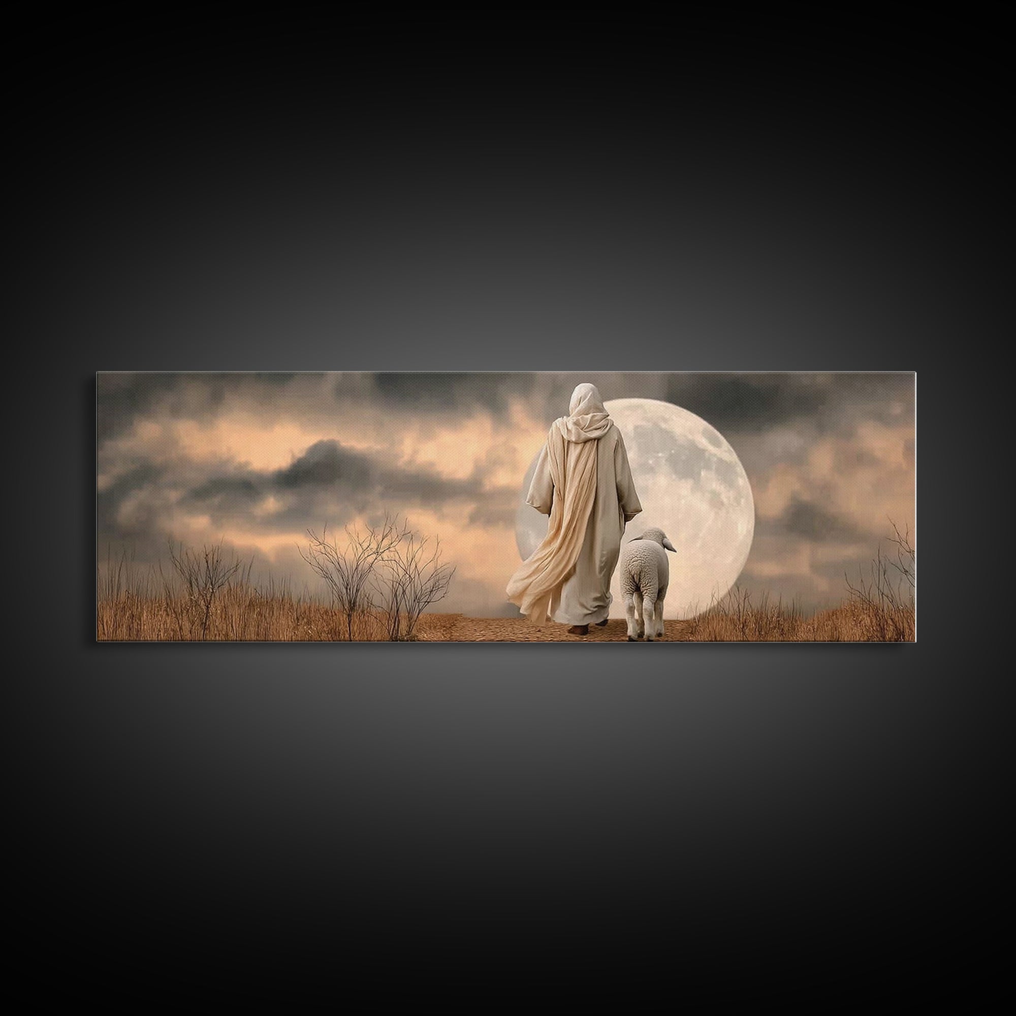 Graceful Journey – Framed Canvas Print – Panoramic Art – Christian Wall Art – Christian Art Canvas – Jesus Painting – Christian Christmas A