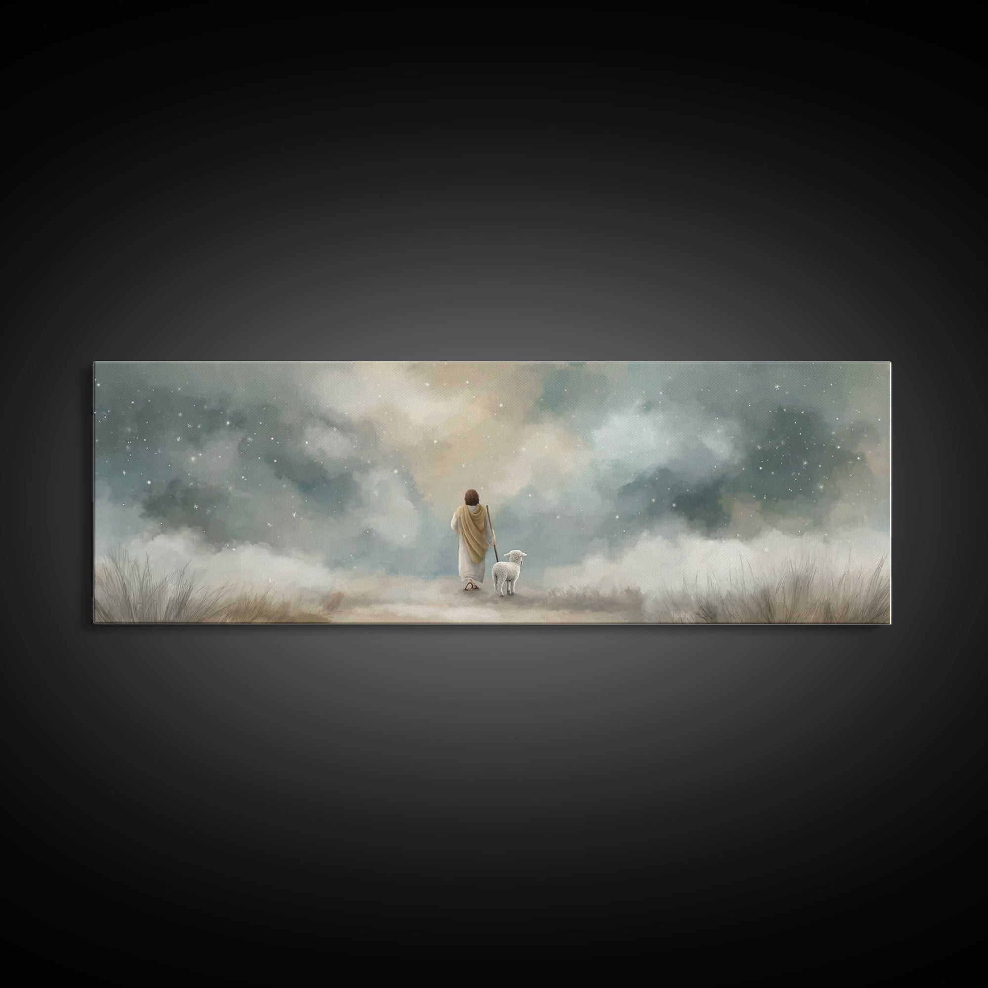 Stars of Mercy | Framed Canvas Print | Panoramic Wall Art | Christian Art Canvas | Christian Wall Art | Jesus Painting | Christian Christma