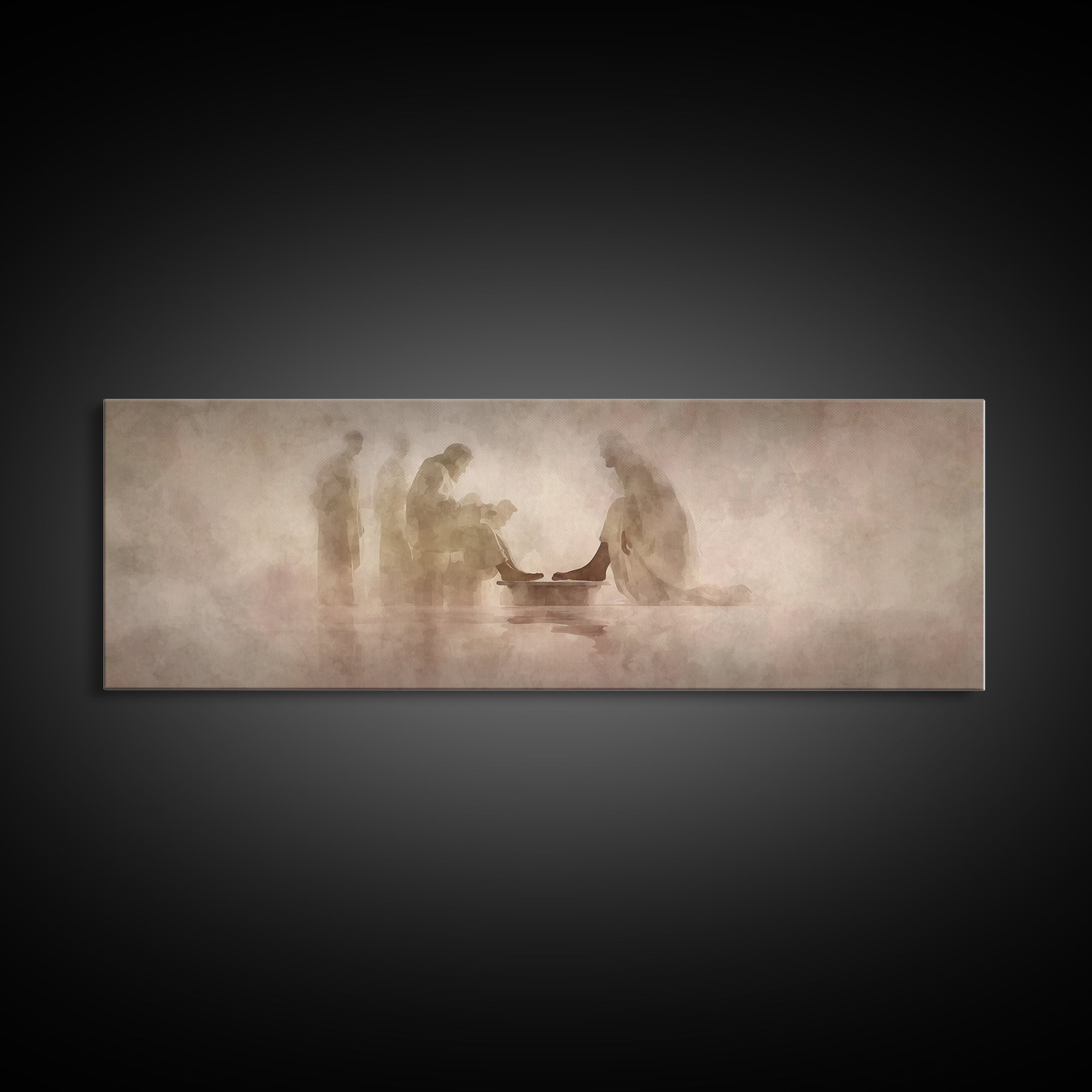 Humble Servant Hands – Framed Canvas Print – Panoramic Painting – Christian Wall Art – Christian Art Canvas – Jesus Painting – Christian Ar