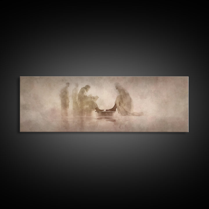 Humble Servant Hands – Framed Canvas Print – Panoramic Painting – Christian Wall Art – Christian Art Canvas – Jesus Painting – Christian Ar