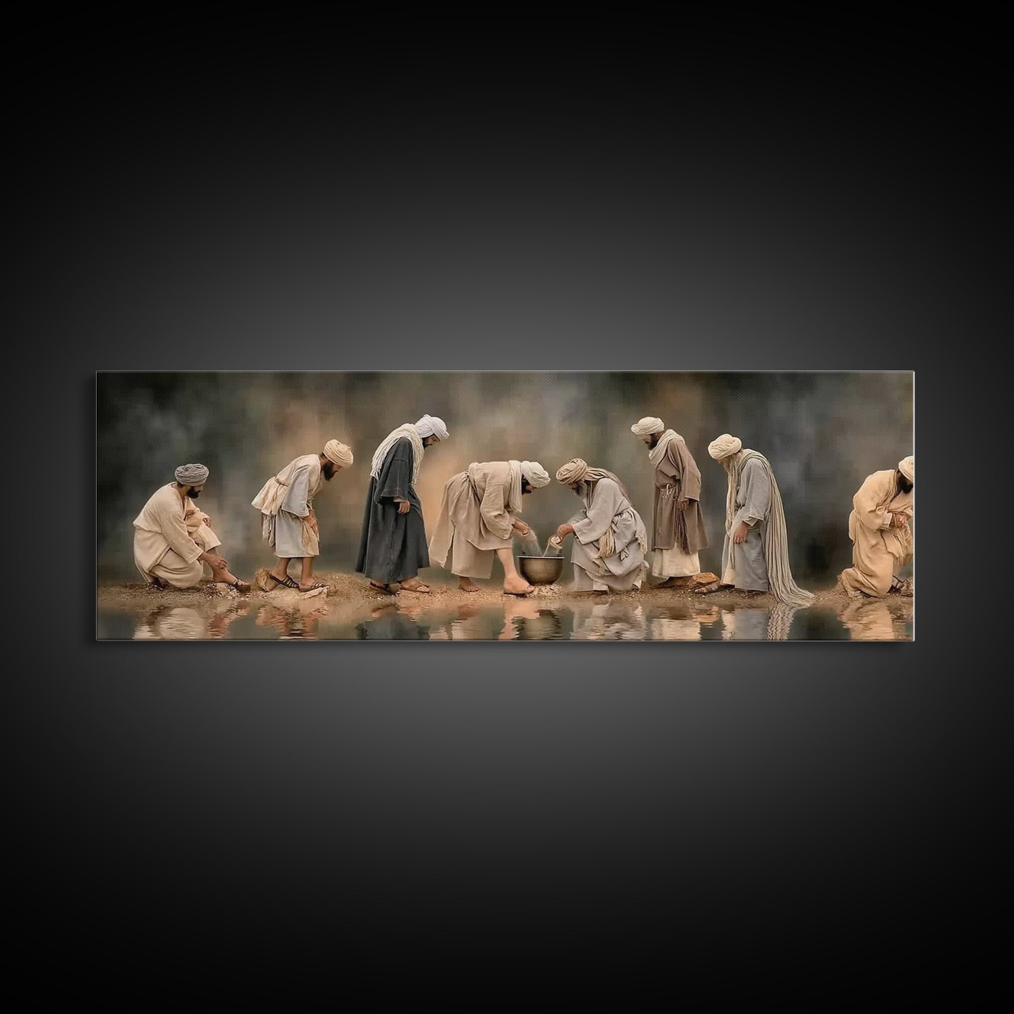 Sacred Fellowship, Framed Canvas Print, Panoramic Art, Christian Wall Art, Christian Art Canvas, Jesus Painting, Christian Decor, Christian