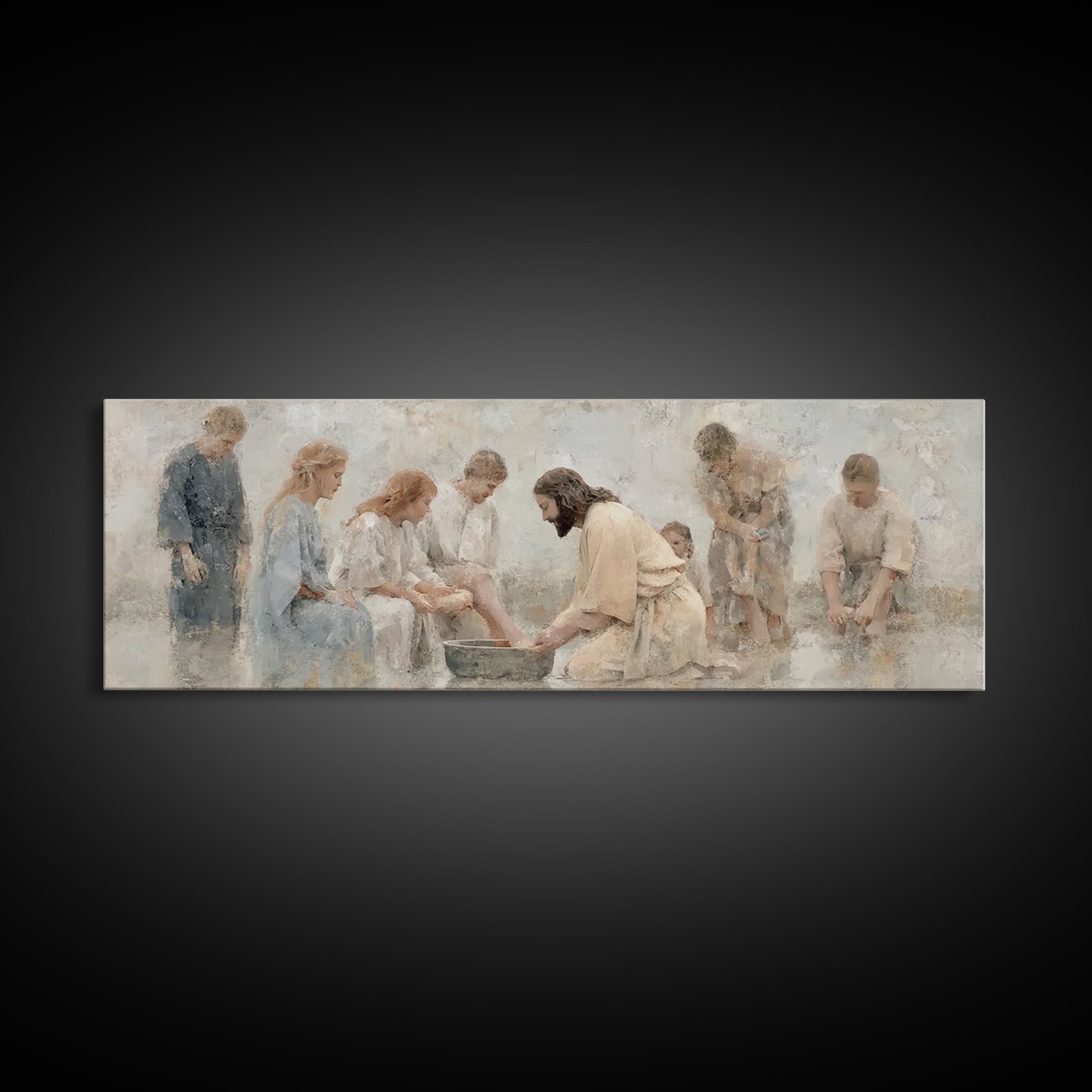 Gathered in Faith | Framed Canvas Print | Panoramic Print | Christian Art Canvas | Christian Wall Art | Jesus Painting | Christian Decor |