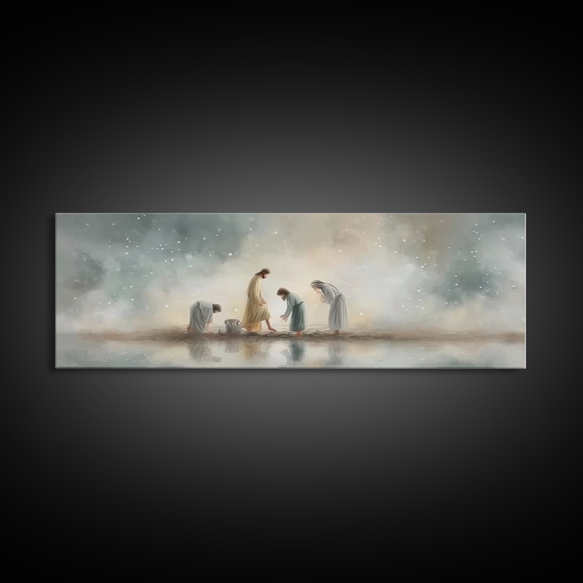 Heavenly Refuge | Framed Canvas Print | Panoramic Frame | Christian Art Canvas | Christian Wall Art | Jesus Painting | Christian Christmas