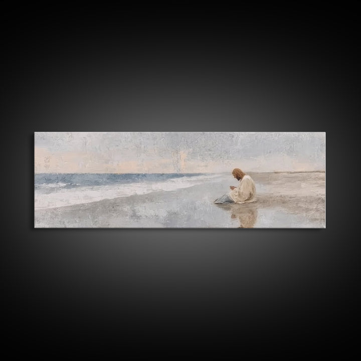 Morning Of Mercy, Framed Canvas Print, Christian Wall Art, Panoramic Painting, Jesus Art Print, Christian Art Canvas, Christmas Art