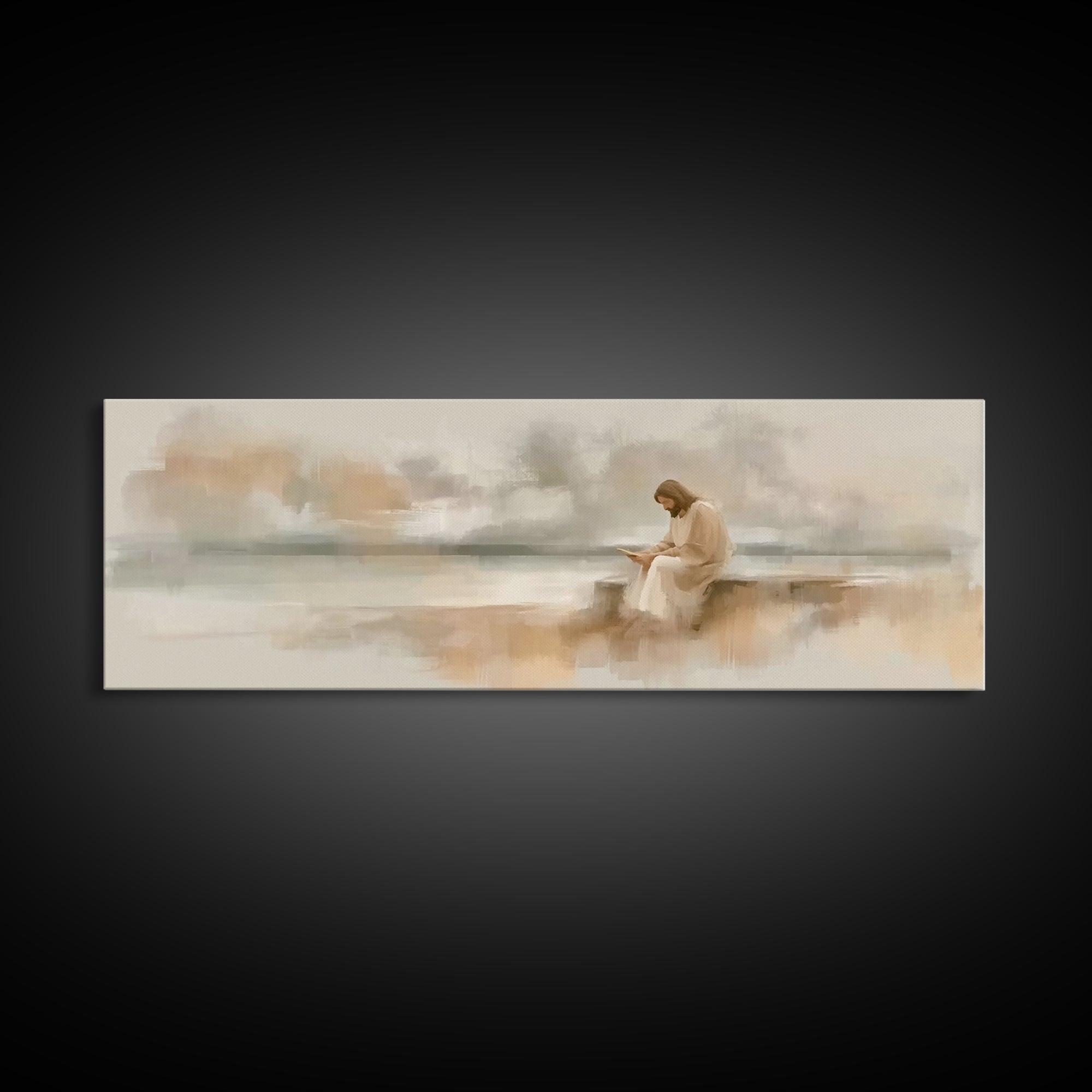 Calm Horizon Faith, Framed Canvas Print, Jesus Art Print, Panoramic Wall Art, Christian Art Canvas, Christian Wall Art, Christmas Art