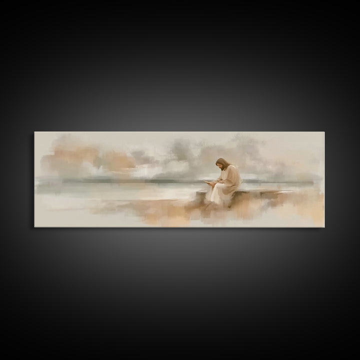 Calm Horizon Faith, Framed Canvas Print, Jesus Art Print, Panoramic Wall Art, Christian Art Canvas, Christian Wall Art, Christmas Art