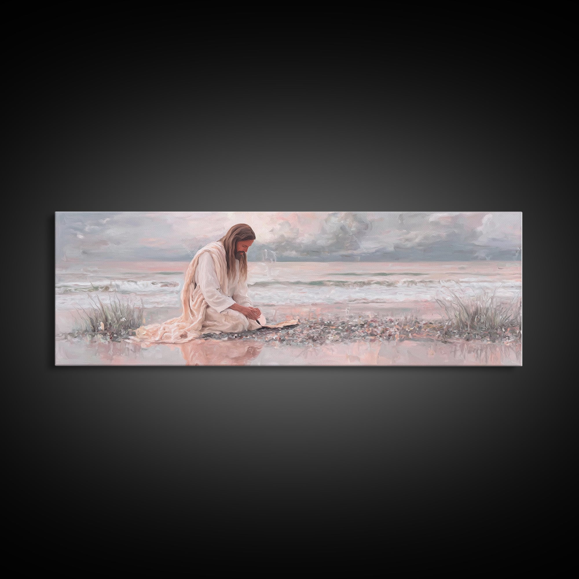 Shadows Of Hope - Framed Canvas Print - Christian Art Print - Panoramic Painting - Christian Wall Art - Jesus Painting - Christmas Art