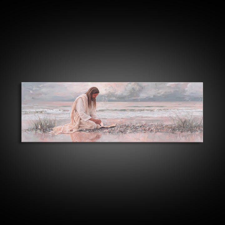 Shadows Of Hope - Framed Canvas Print - Christian Art Print - Panoramic Painting - Christian Wall Art - Jesus Painting - Christmas Art