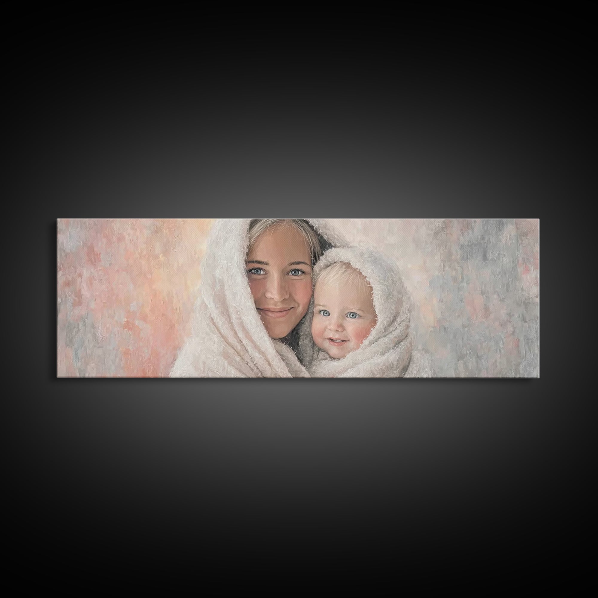 Light Of Pure Joy - Framed Canvas Print - Panoramic Wall Art - Christian Art Canvas - Christmas Art - Mary And Jesus Painting - Christian W