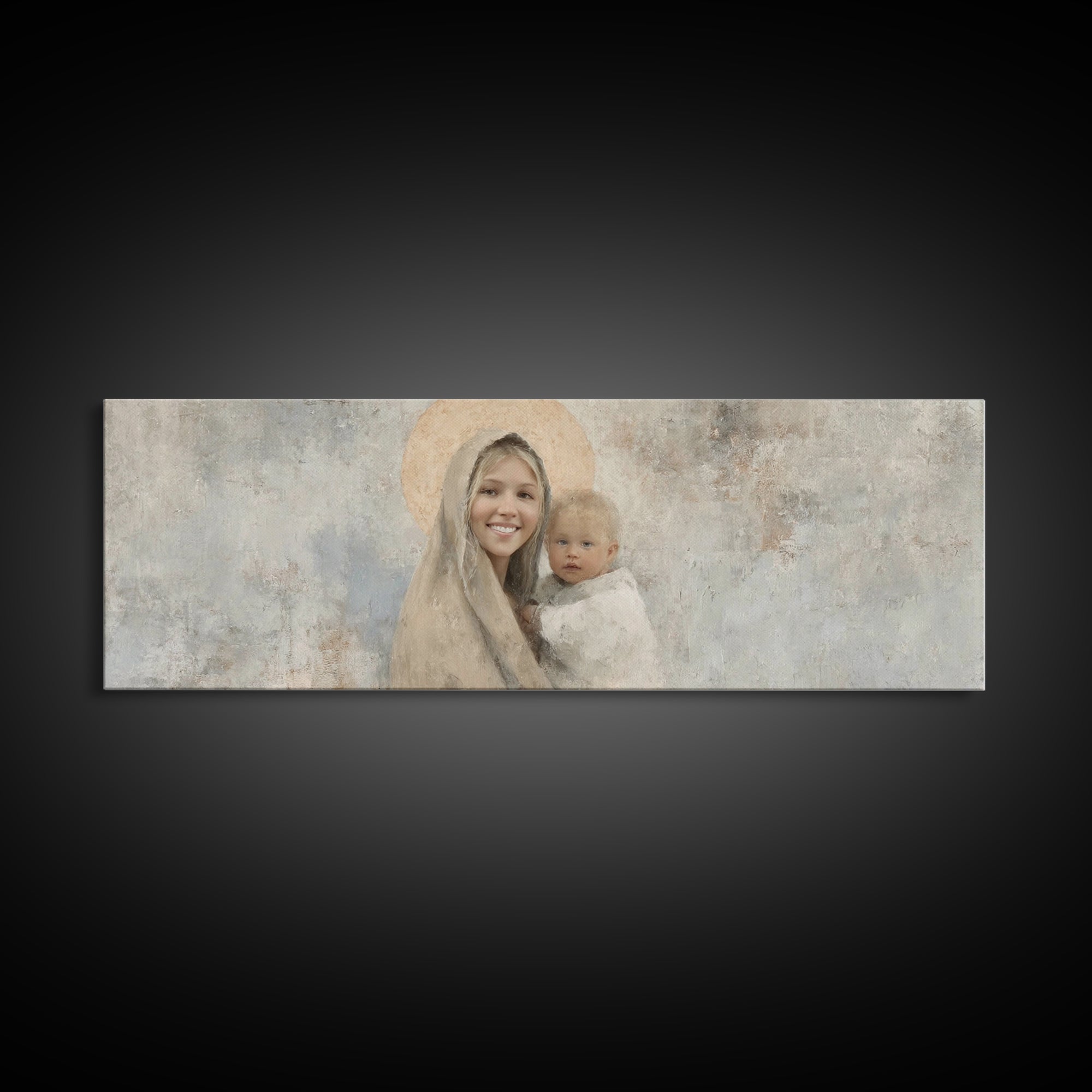 Radiant Holy Grace – Framed Canvas Print – Panoramic Art – Christian Wall Art – Jesus Painting – Christian Art Canvas – Christmas Art