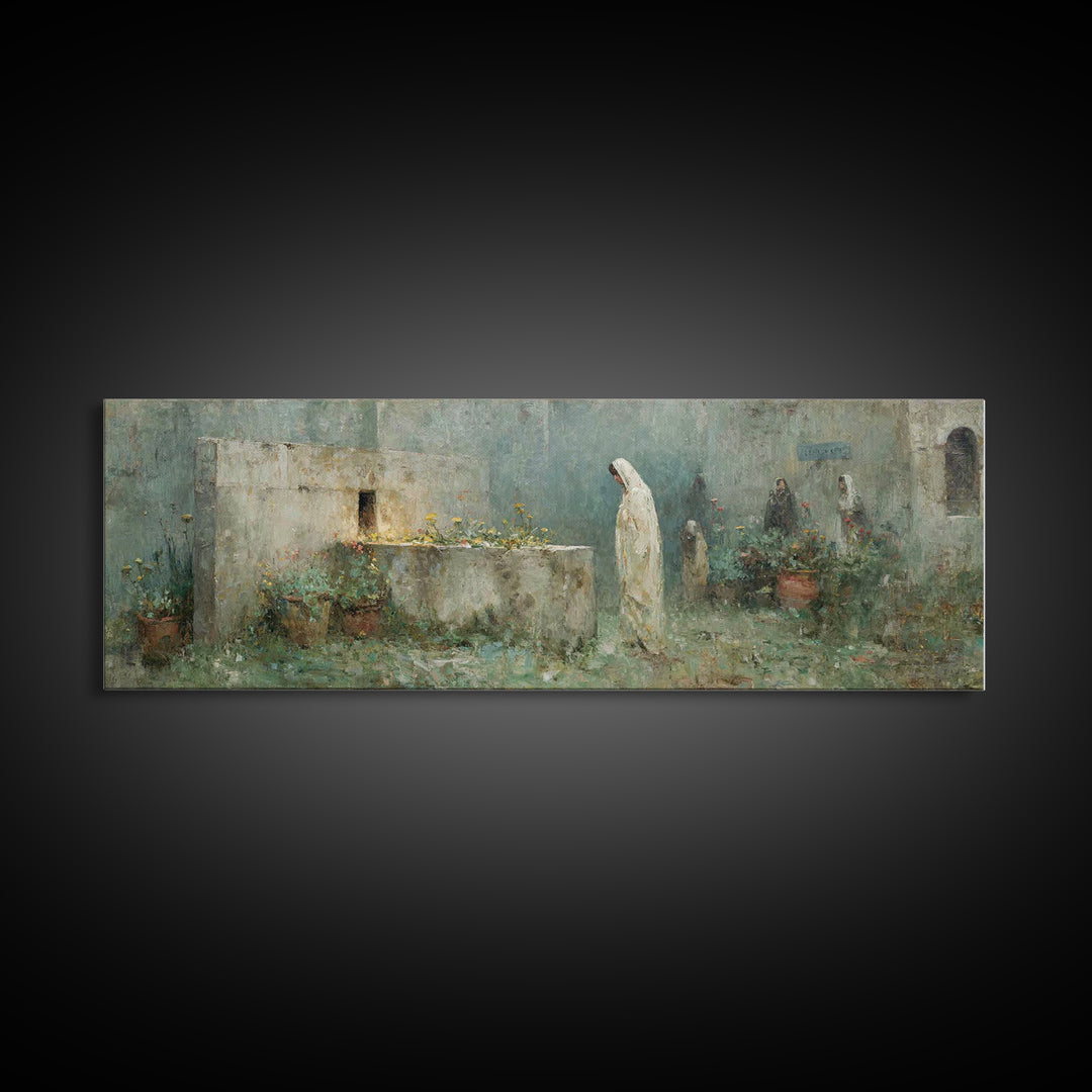 Garden of Reverence | Framed Canvas Print | Panoramic Wall Art | Christian Paintings | Christian Art Print | Modern Christian Art | Christm