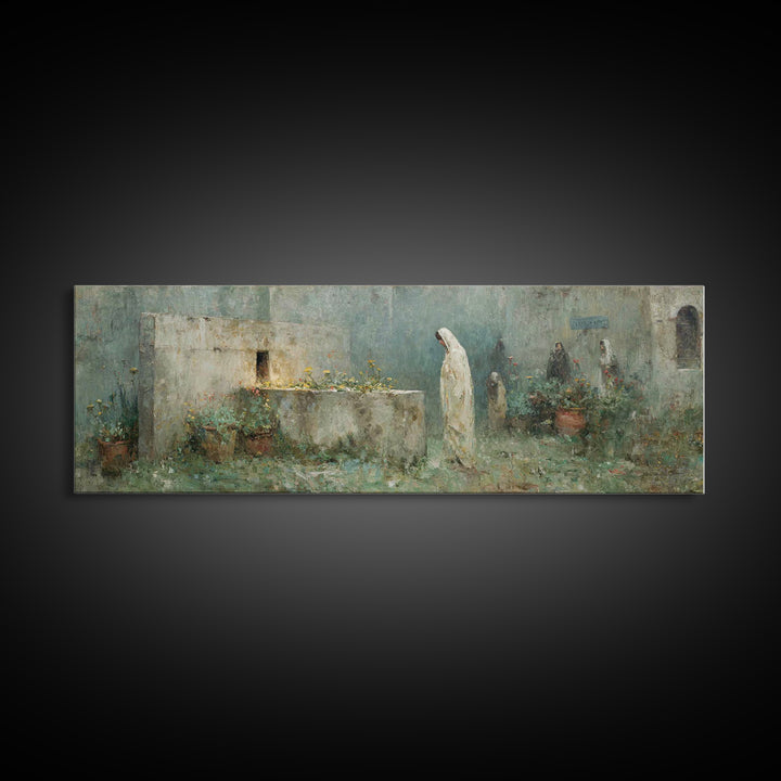 Garden of Reverence | Framed Canvas Print | Panoramic Wall Art | Christian Paintings | Christian Art Print | Modern Christian Art | Christm