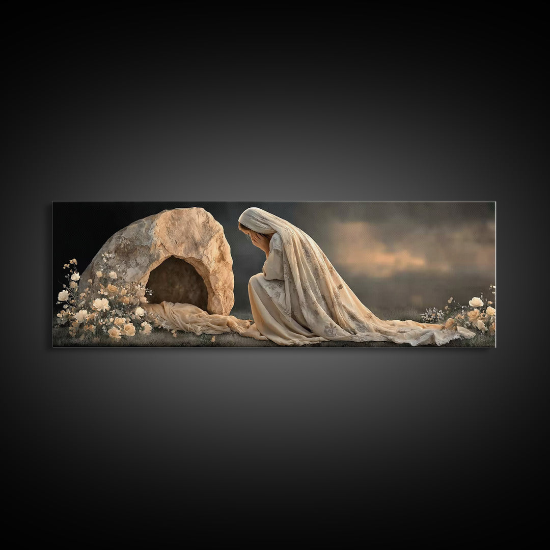 Tears of Devotion | Framed Canvas Print | Panoramic Frame | Christian Wall Art | Christian Art Painting | Jesus Art Print | Christian Chris
