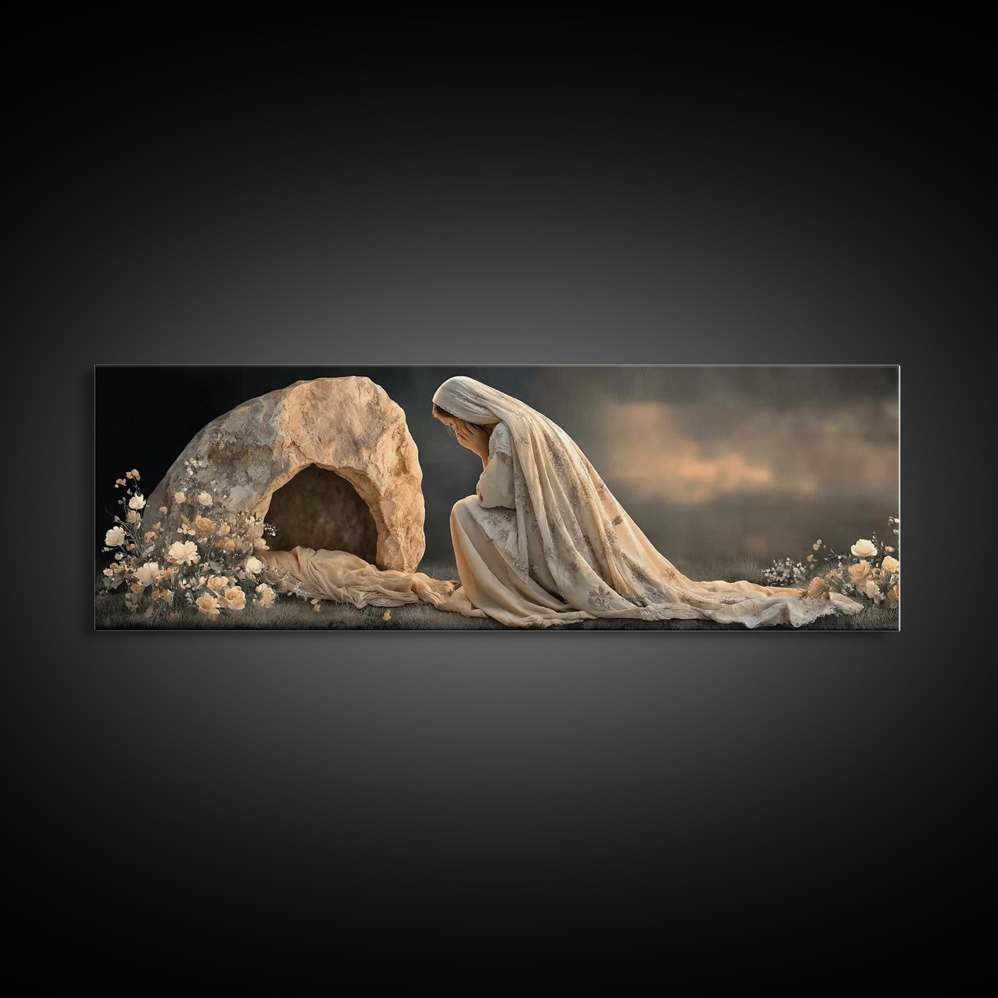 Tears of Devotion | Framed Canvas Print | Panoramic Frame | Christian Wall Art | Christian Art Painting | Jesus Art Print | Christian Chris