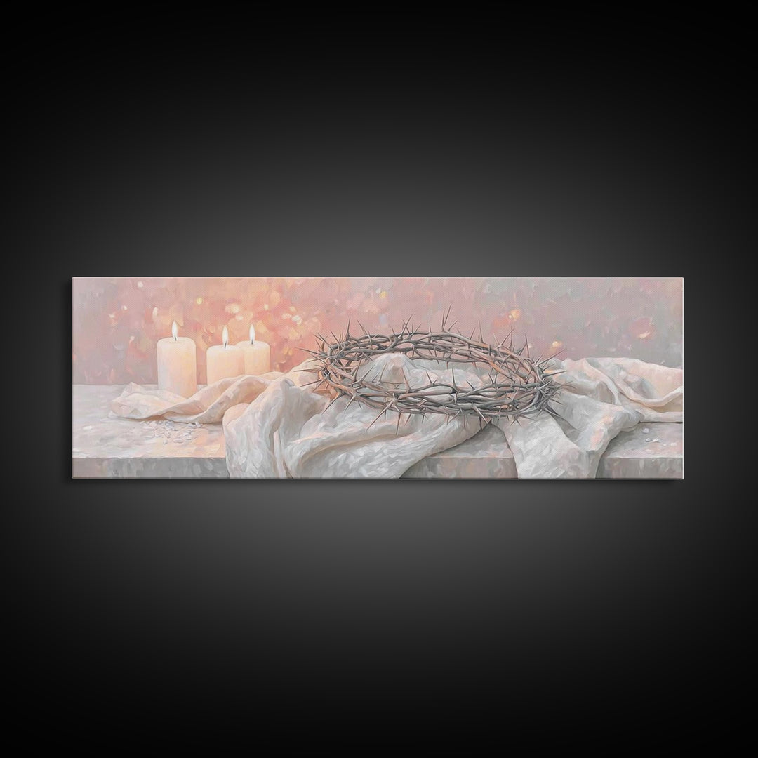 Crown Of Salvation | Framed Canvas Print | Panoramic Art | Christian Art Canvas | Christian Wall Art | Christian Art Print | Christian Gift