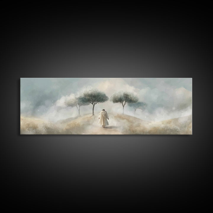 Walk of Renewal – Framed Canvas Print – Panoramic Art – Christian Art – Large Jesus Painting – Christian Wall Art – Modern Christian Painti