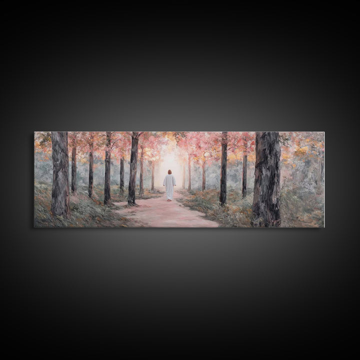 Light Of The Forest – Framed Canvas Print – Panoramic Art – Christian Wall Art – Jesus Painting – Christian Art Canvas – Modern Christian A