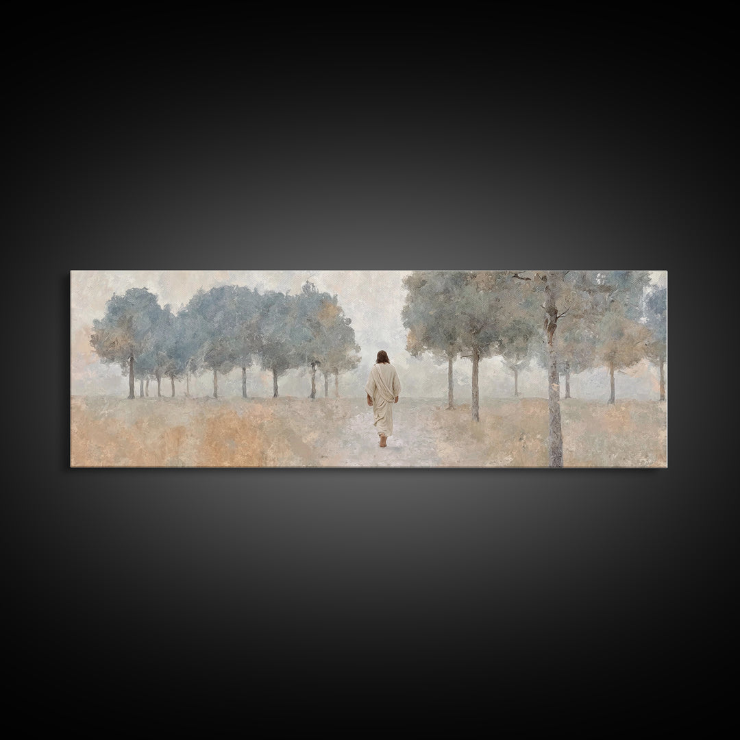 Pathway Of Mercy – Framed Canvas Print – Panoramic Frame – Christian Art – Large Jesus Painting – Christian Wall Art – Subtle Christian Art