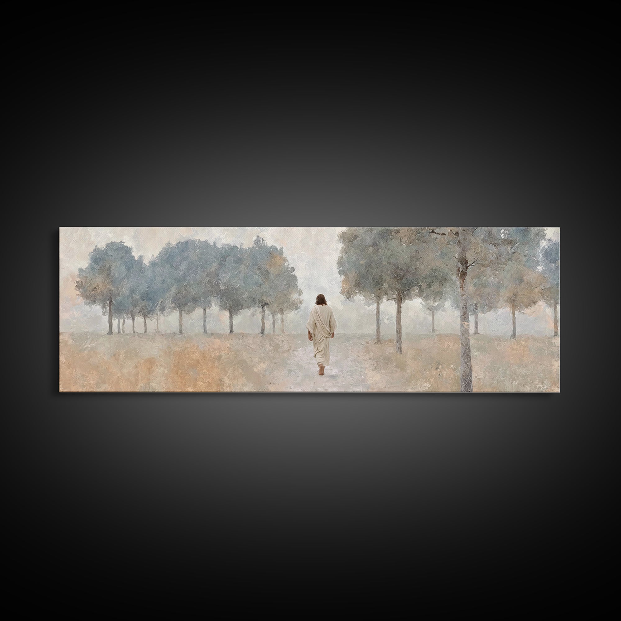 Pathway Of Mercy – Framed Canvas Print – Panoramic Frame – Christian Art – Large Jesus Painting – Christian Wall Art – Subtle Christian Art