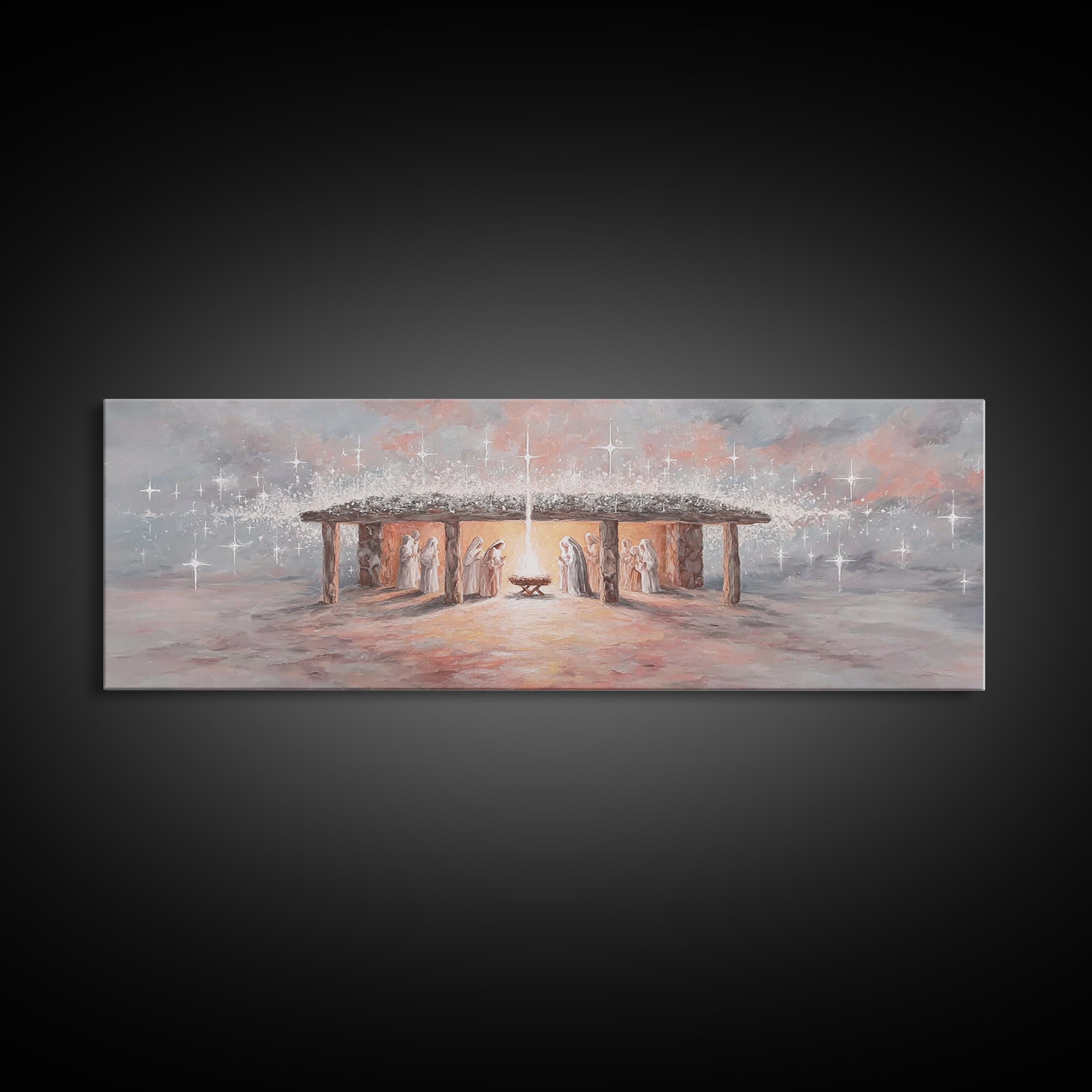 Village Of Hope, Framed Canvas Print, Panoramic Art, Christmas Wall Art, Christian Christmas Art, Christmas Art Prints, Christian Art Work